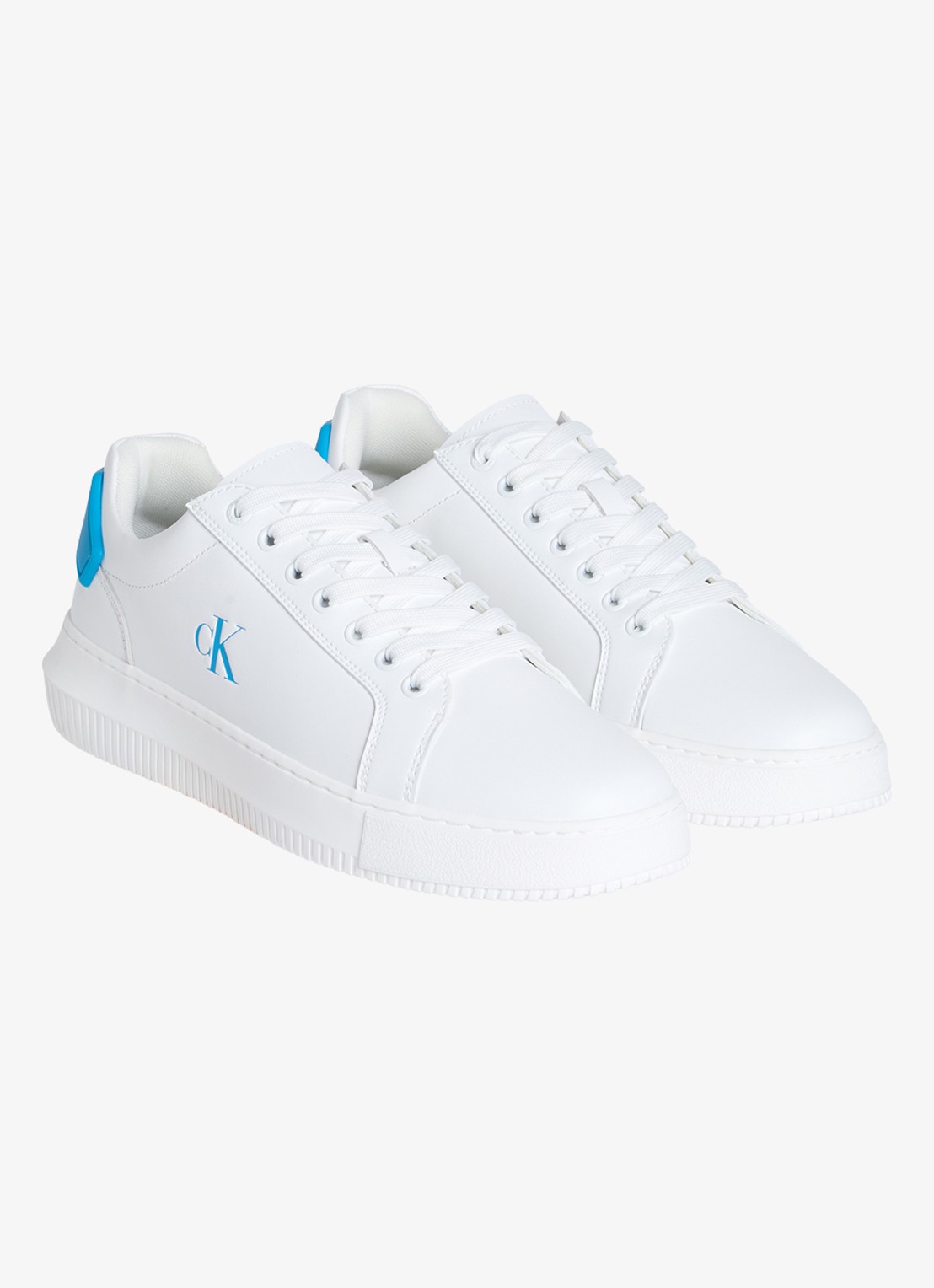 Calvin Klein CHUNKY LEATHER TRAINERS - voorkant 2 wit
