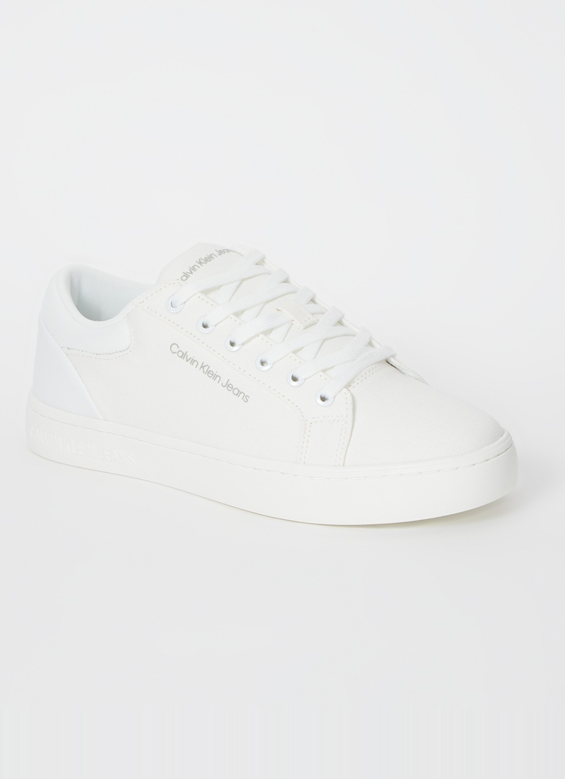 Calvin Klein Classic Cupsole sneaker van canvas - voorkant 4 wit