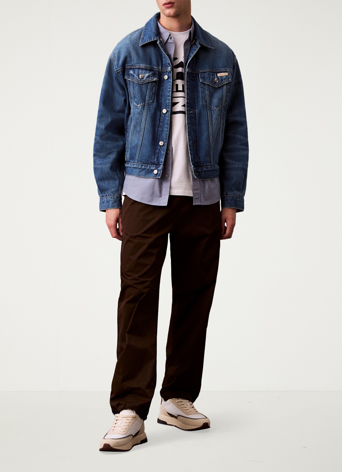 Calvin Klein Classix Oxford regular fit overhemd met logoborduring - detail 3 blauw