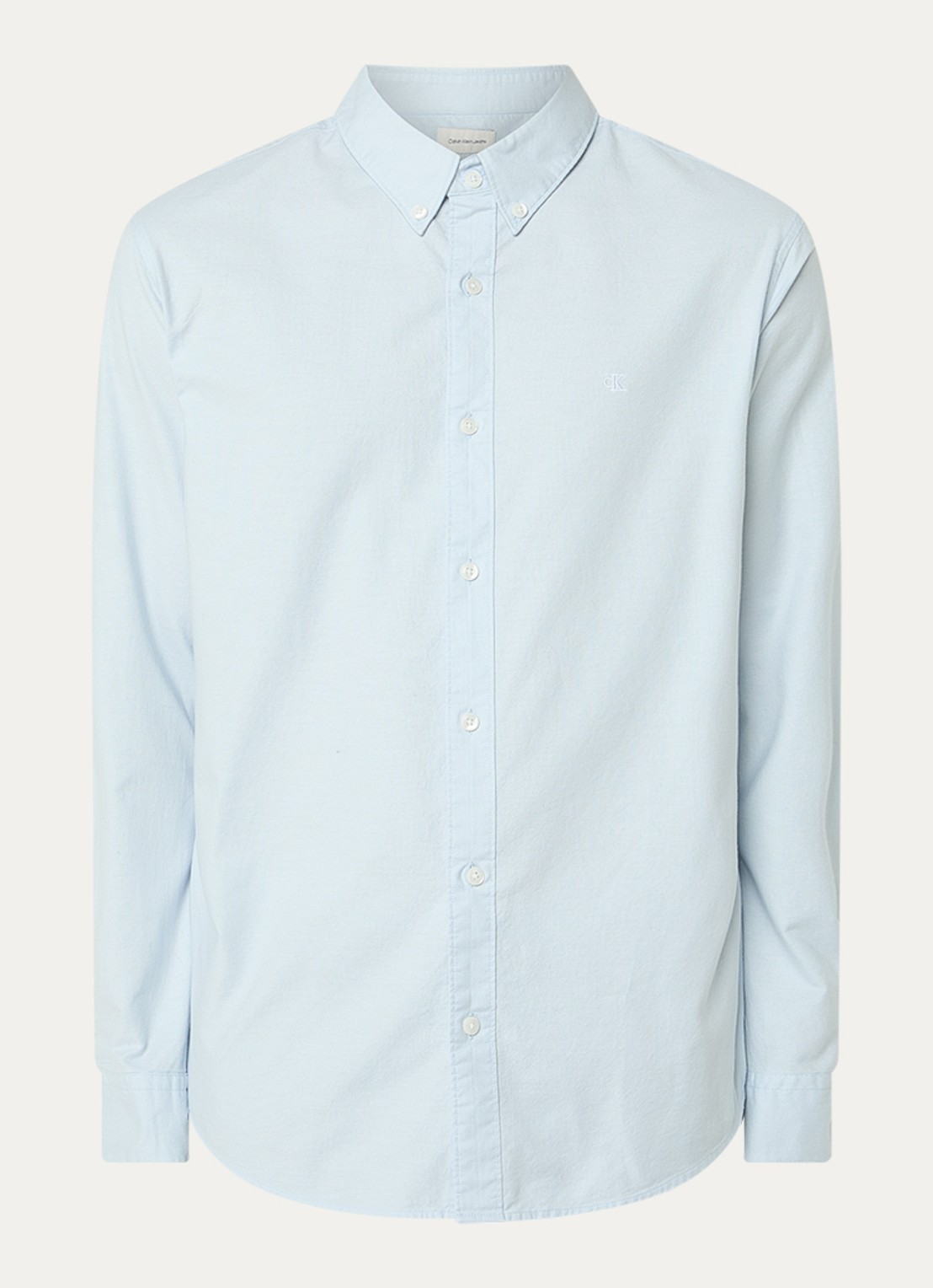Calvin Klein Classix Oxford regular fit overhemd met logoborduring - voorkant 2 lichtblauw