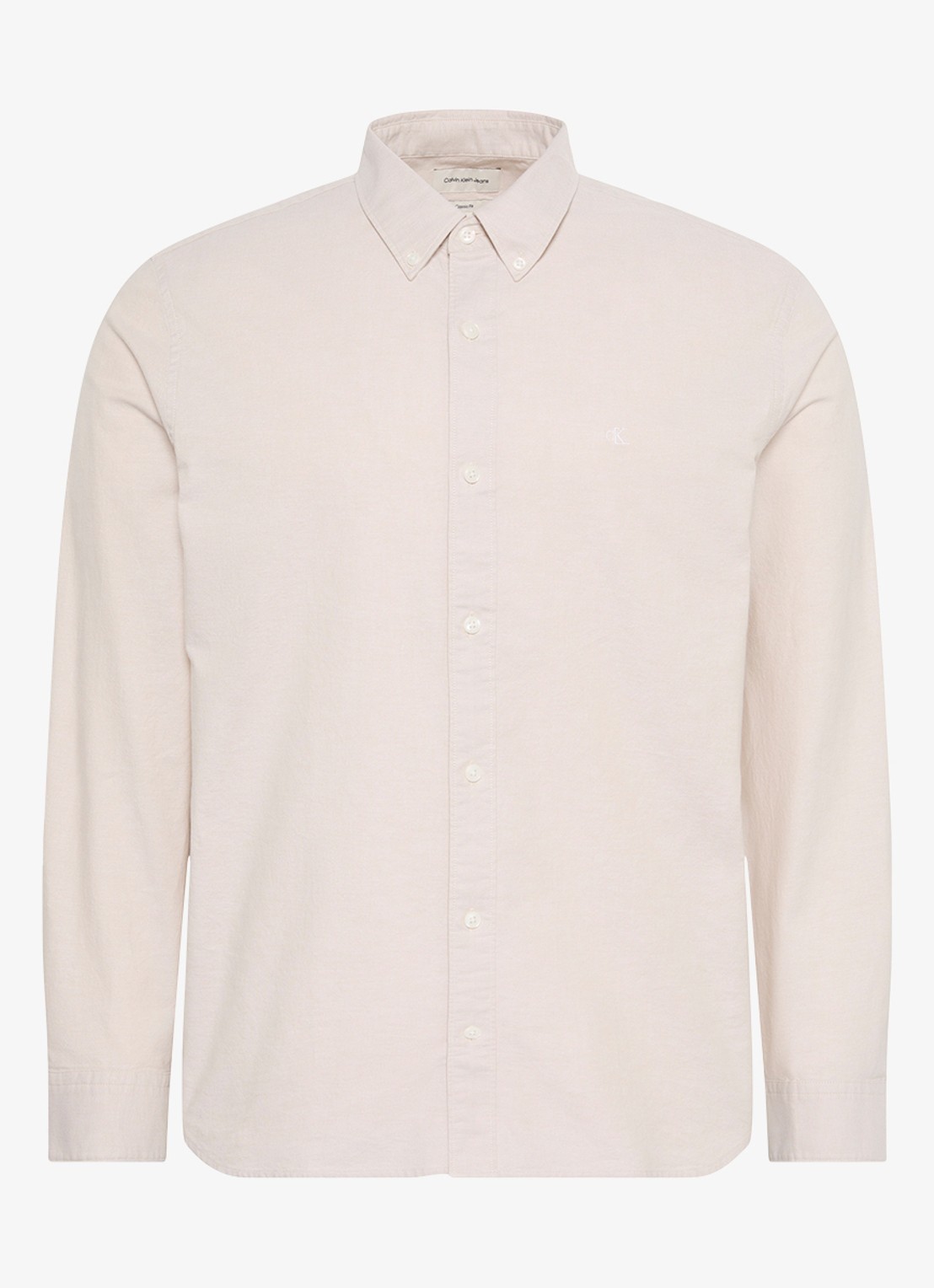 Calvin Klein Classix Oxford regular fit overhemd met logoborduring - voorkant 2 white pepper / wit