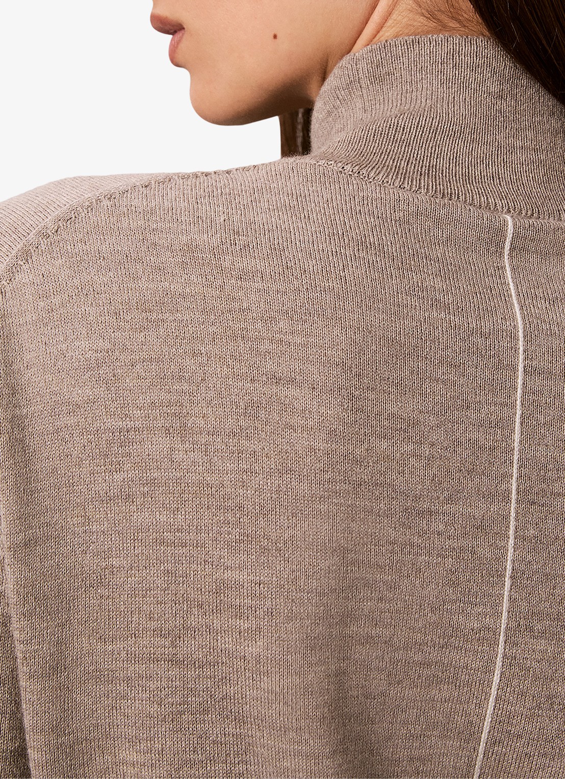 Calvin Klein Coltrui in merino wolblend met siernaad - detail 7 donkerbeige