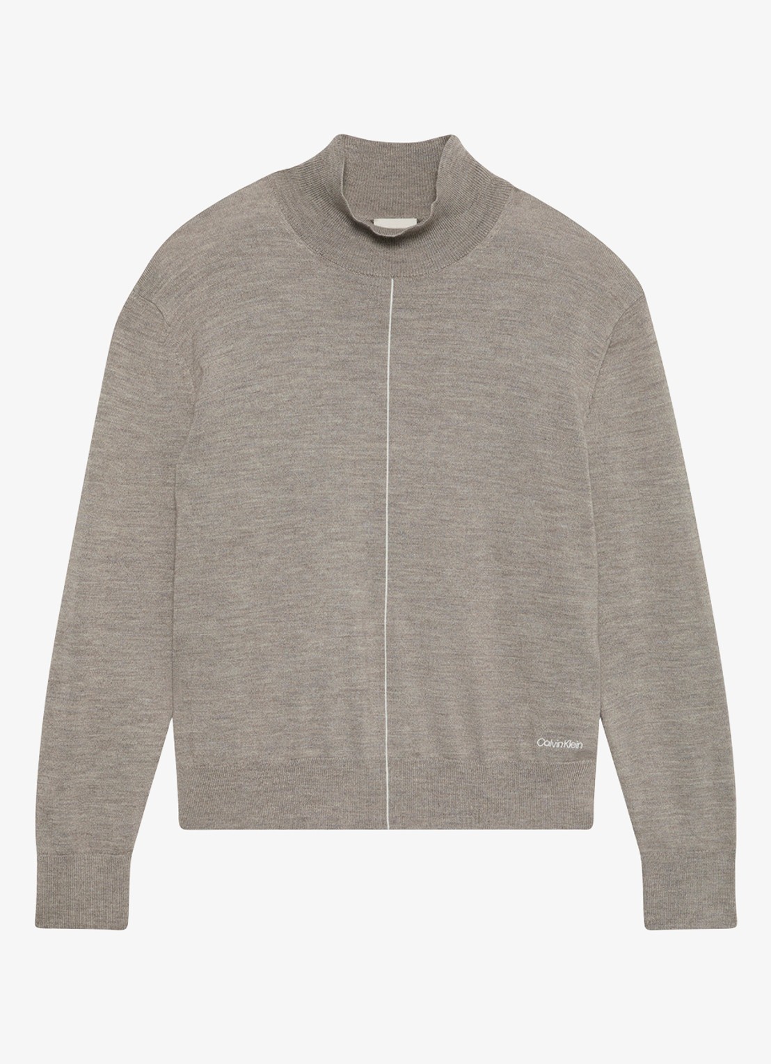 Calvin Klein Coltrui in merino wolblend met siernaad - voorkant donkerbeige