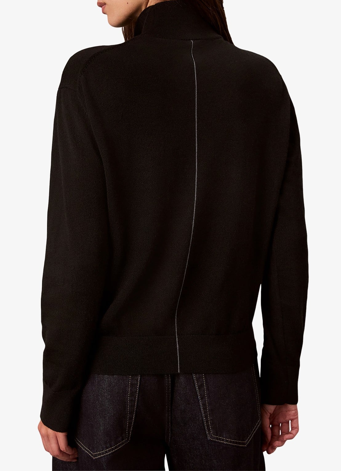 Calvin Klein Coltrui in merino wolblend met siernaad - achterkant 5 zwart