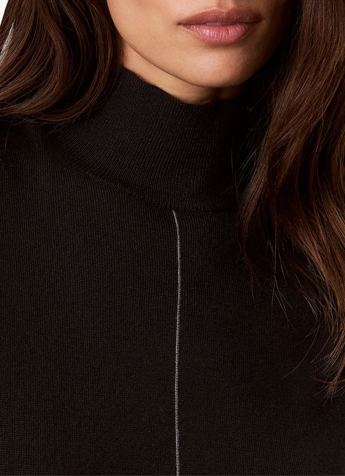 Calvin Klein Coltrui in merino wolblend met siernaad - detail 2 zwart