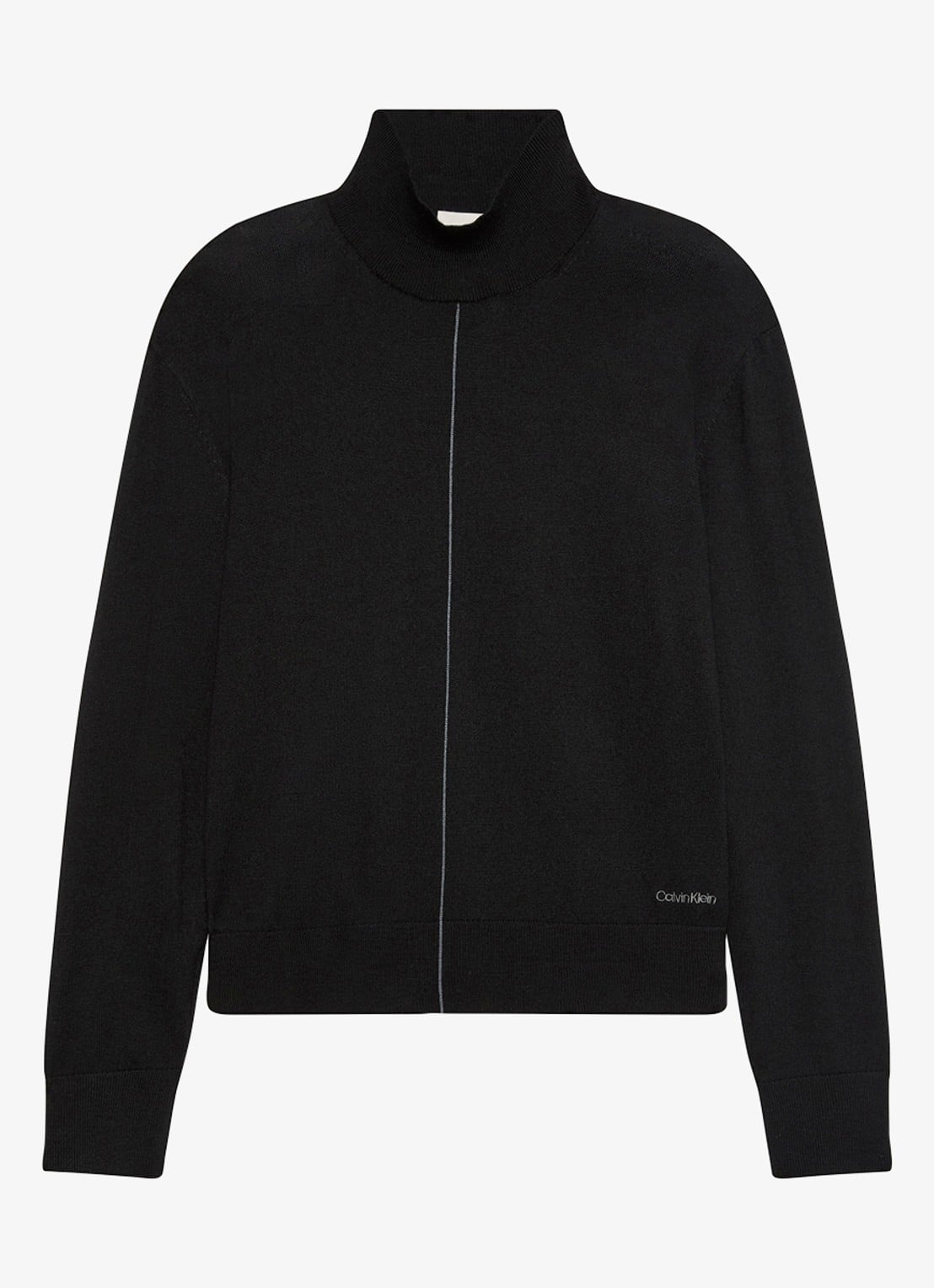 Calvin Klein Coltrui in merino wolblend met siernaad - voorkant 6 zwart