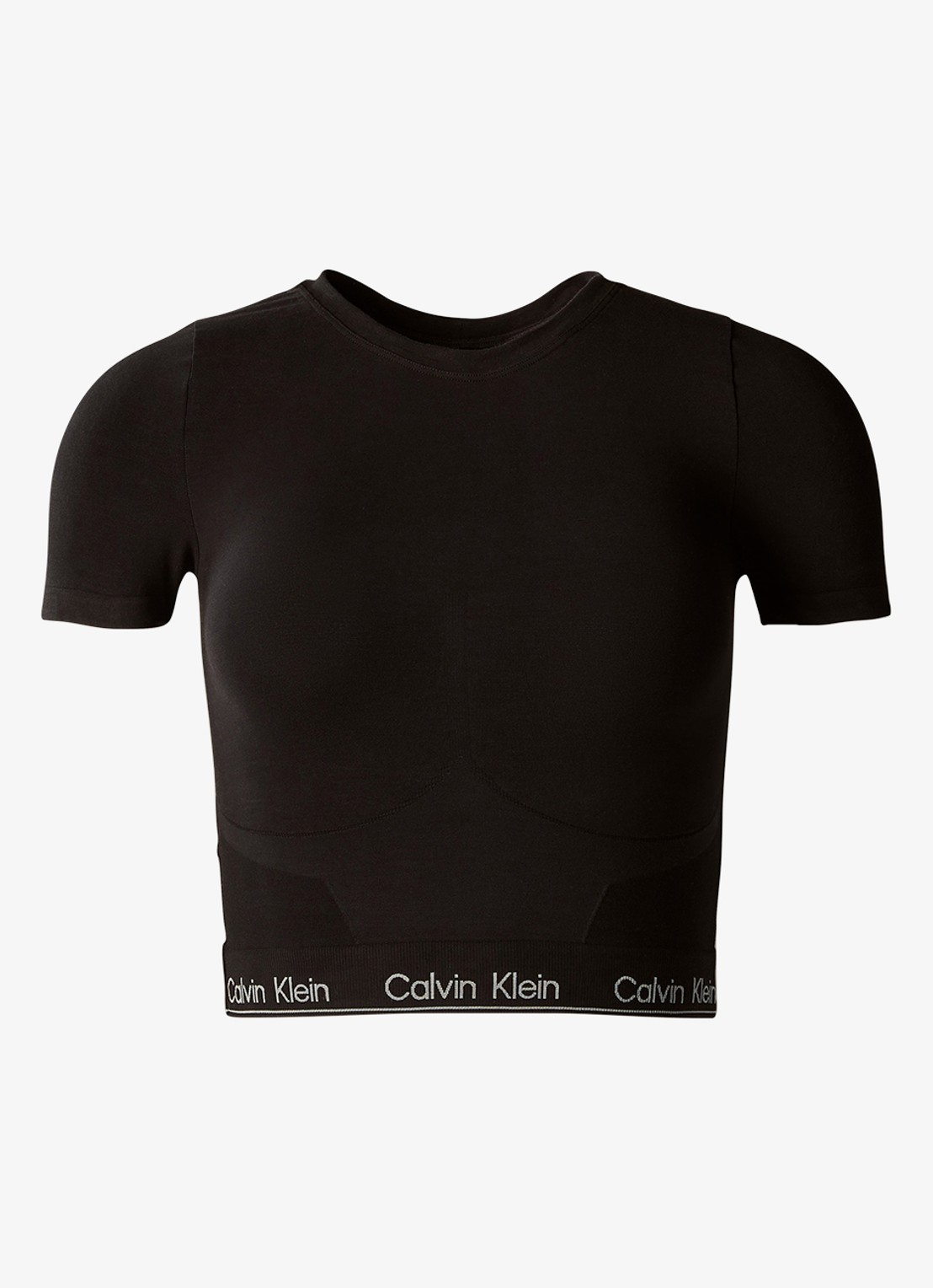 Calvin Klein Crop top met logoband - voorkant zwart