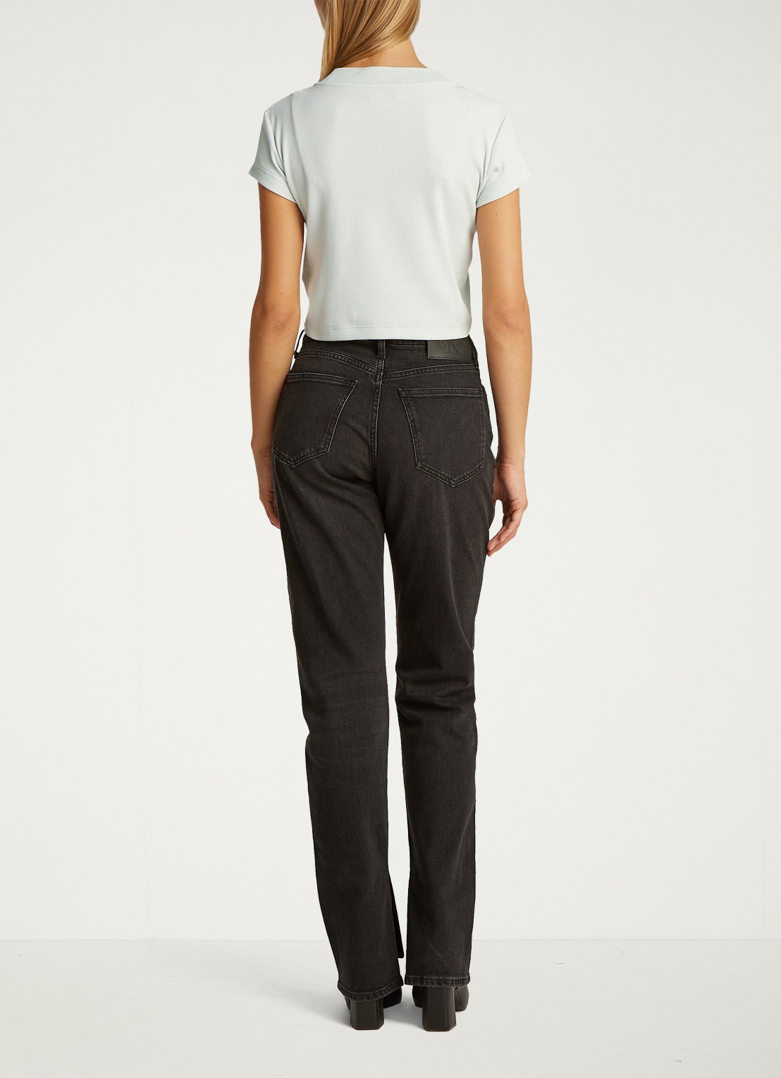 Calvin Klein Cropped T-shirt met logo - achterkant 3 mint