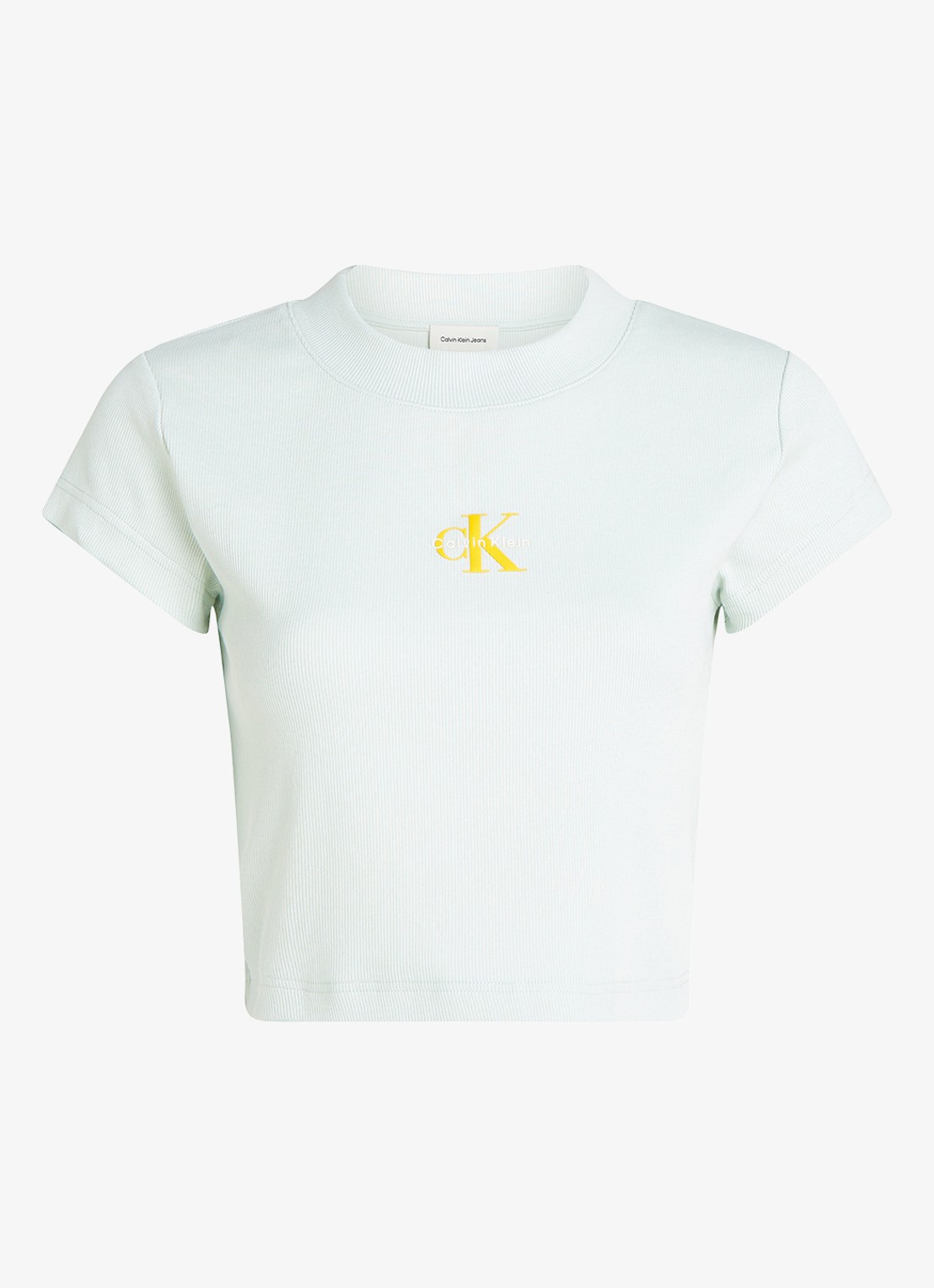 Calvin Klein Cropped T-shirt met logo - voorkant mint