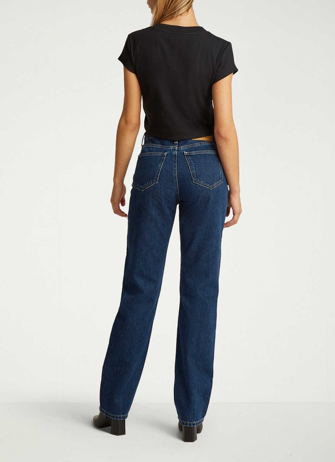 Calvin Klein Cropped T-shirt met logo - achterkant 6 zwart
