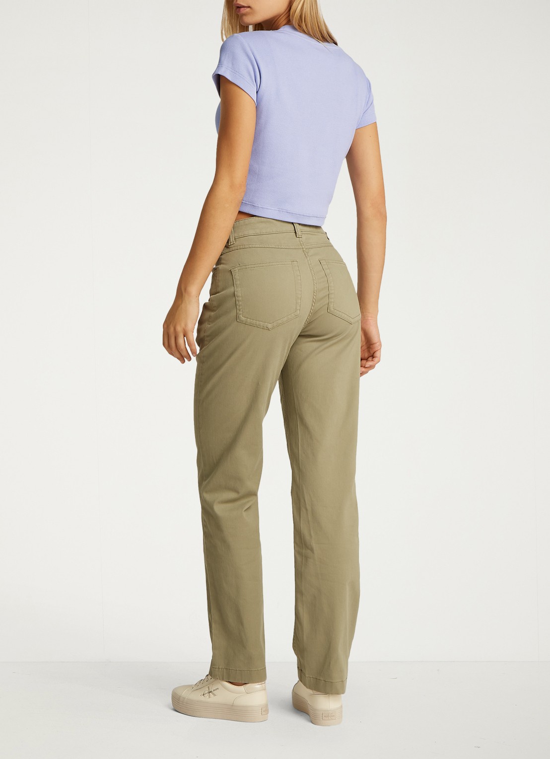 Calvin Klein Cropped T-shirt met logo - achterkant lavendel