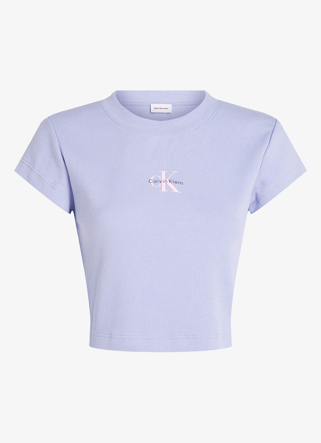 Calvin Klein Cropped T-shirt met logo - voorkant 2 lavendel