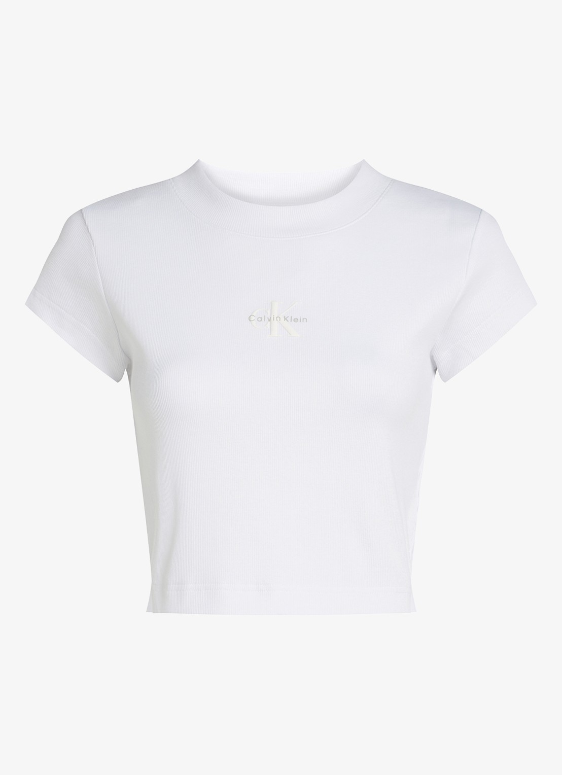 Calvin Klein Cropped T-shirt met logo - voorkant 2 wit