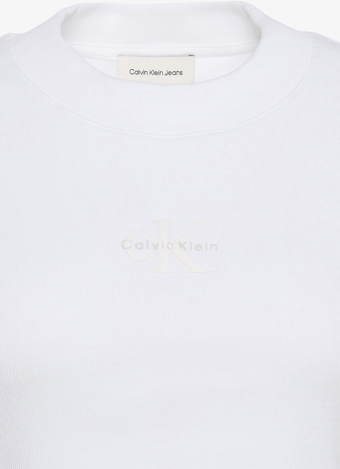 Calvin Klein Cropped T-shirt met logo - detail 5 gebroken wit