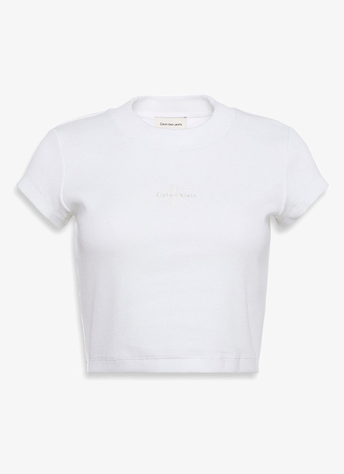 Calvin Klein Cropped T-shirt met logo - voorkant 7 gebroken wit