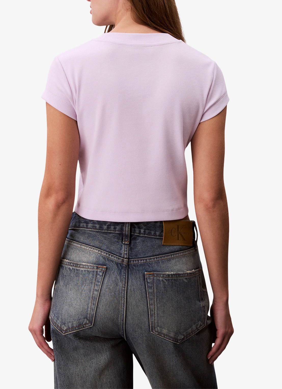 Calvin Klein Cropped T-shirt met logo - achterkant 3 island lilac-3oq / paars