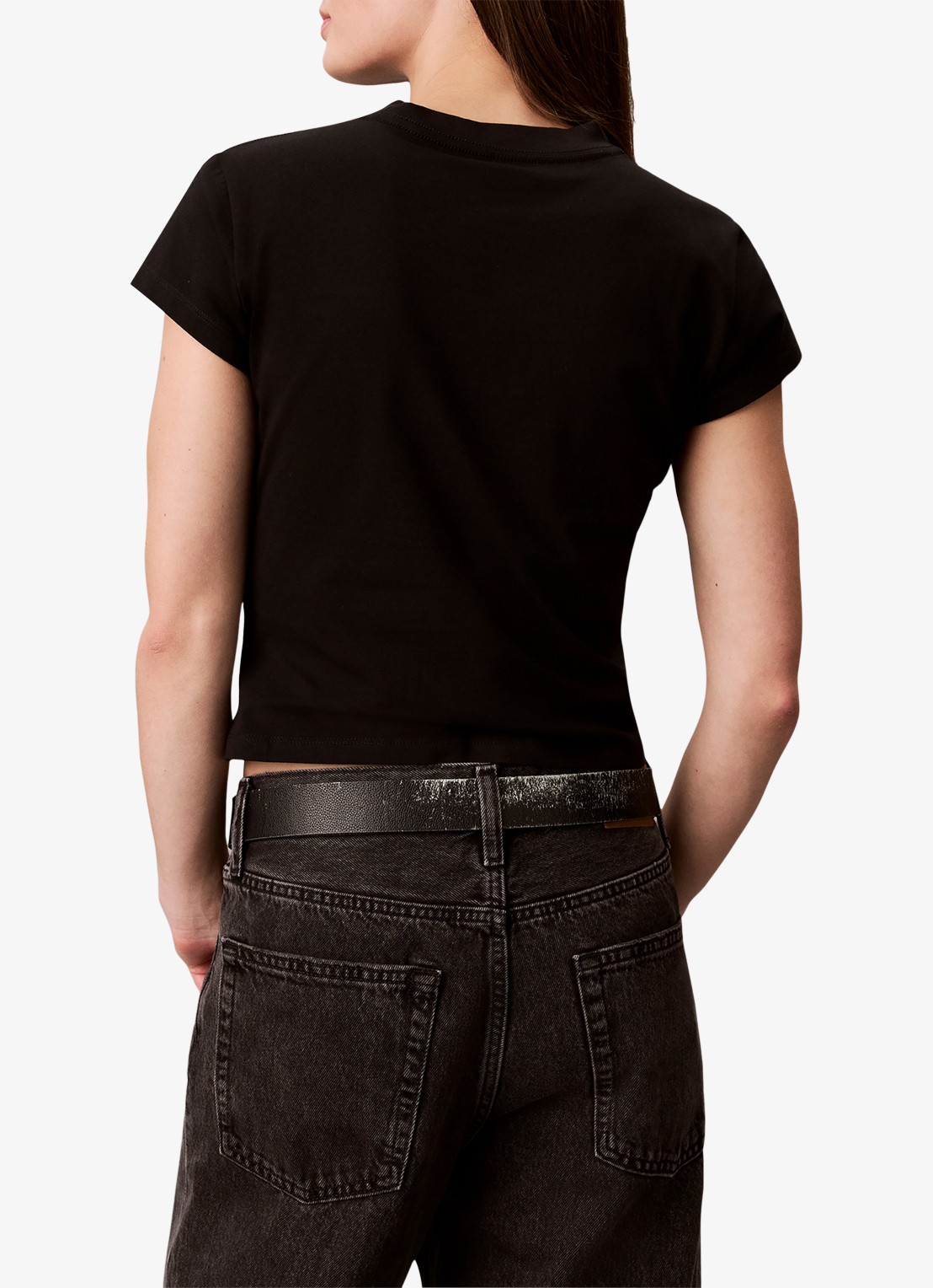 Calvin Klein Cropped T-shirt met logo - achterkant 4 zwart