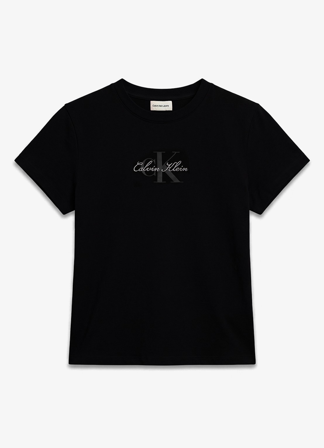 Calvin Klein Cropped T-shirt met logo - voorkant 5 zwart
