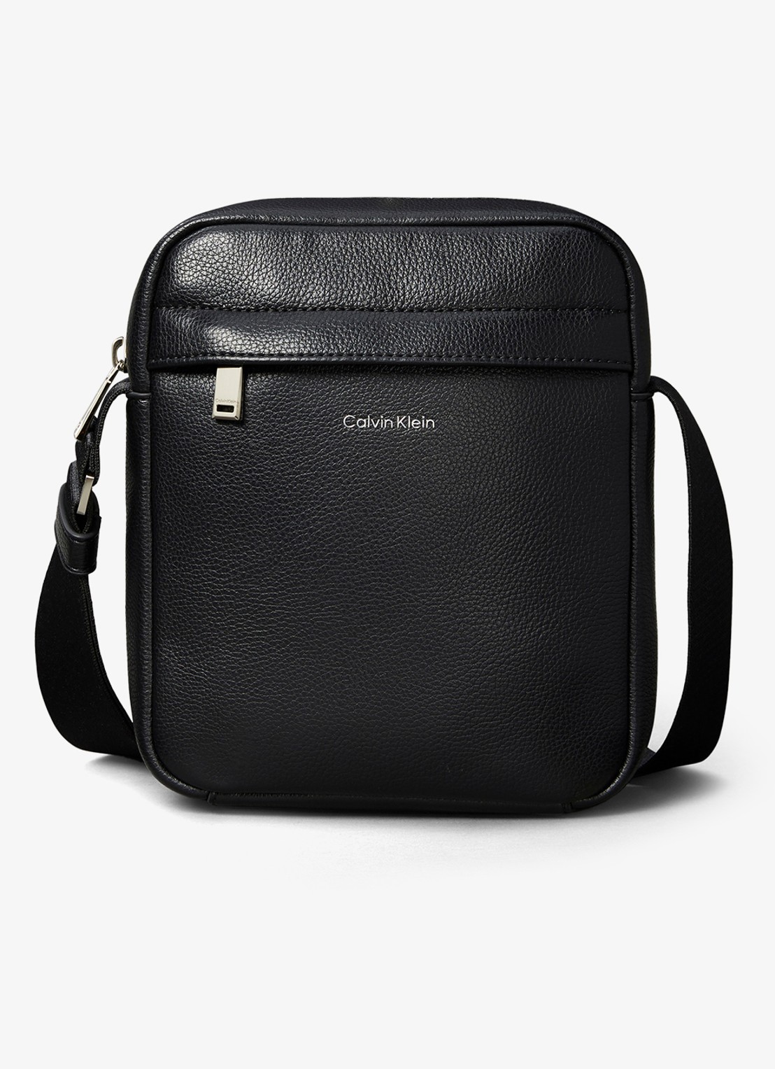 Calvin Klein Crossbodytas met verstelbare schouderriem en logo - voorkant zwart