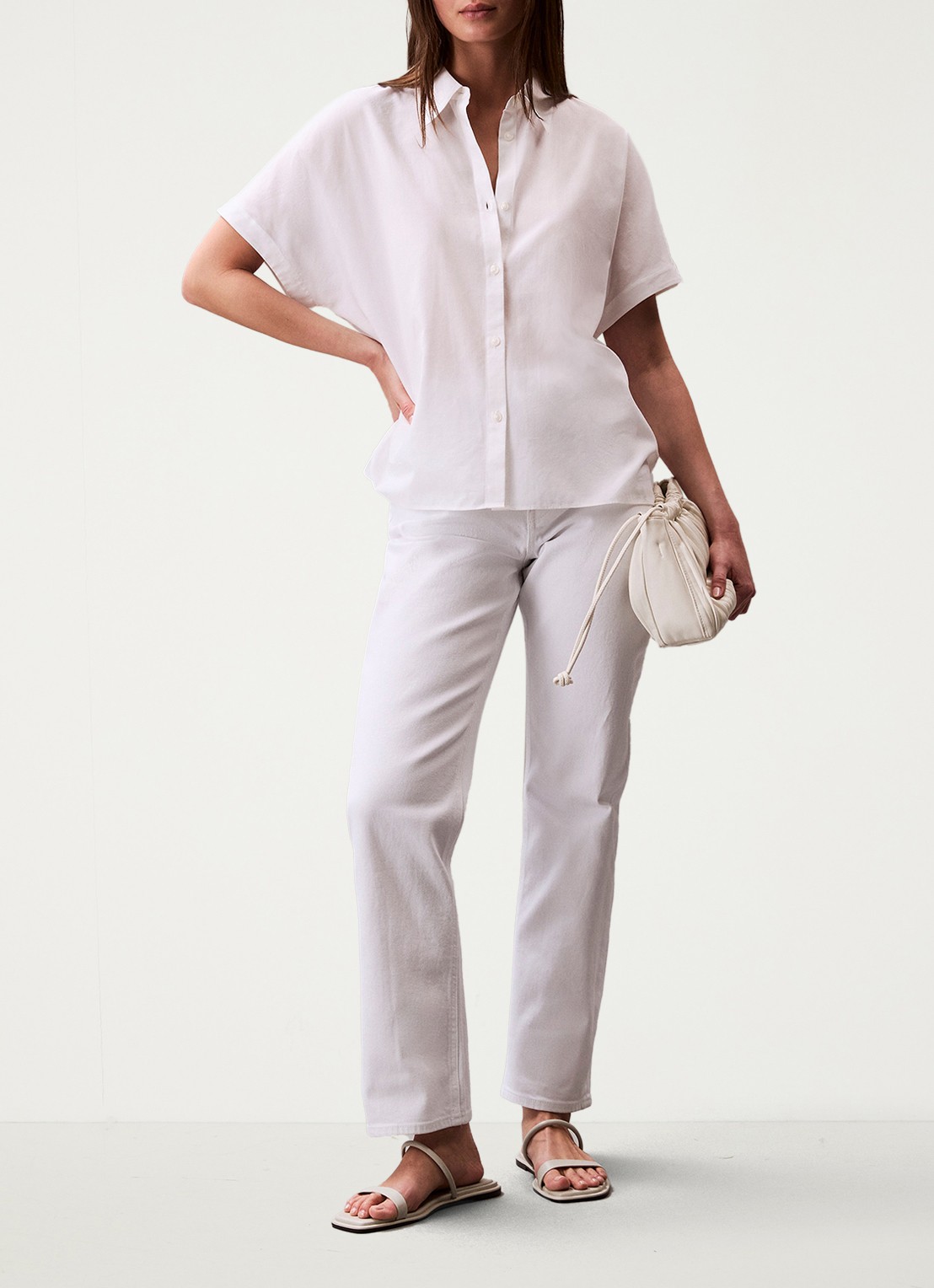 Calvin Klein Dolman blouse met vleermuismouw - voorkant 2 wit
