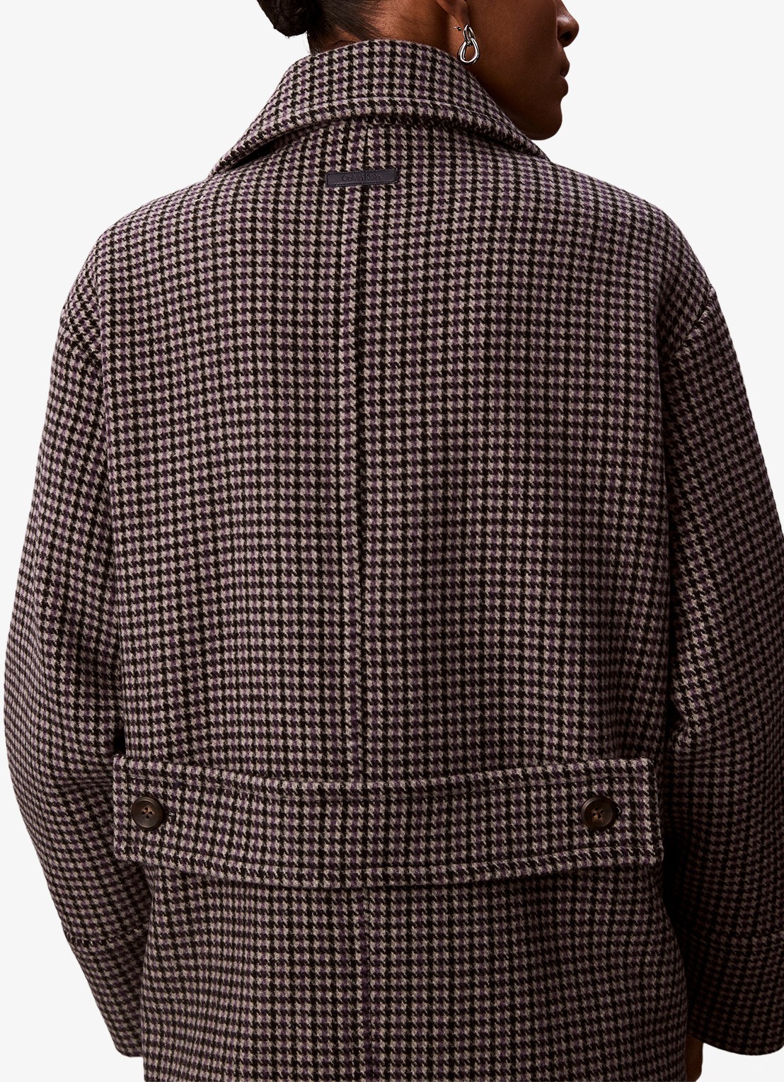 Calvin Klein Double-breasted mantel met pied-de-poule dessin - achterkant 7 grijs