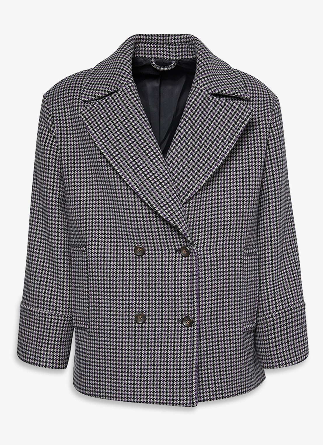 Calvin Klein Double-breasted mantel met pied-de-poule dessin - voorkant 5 grijs