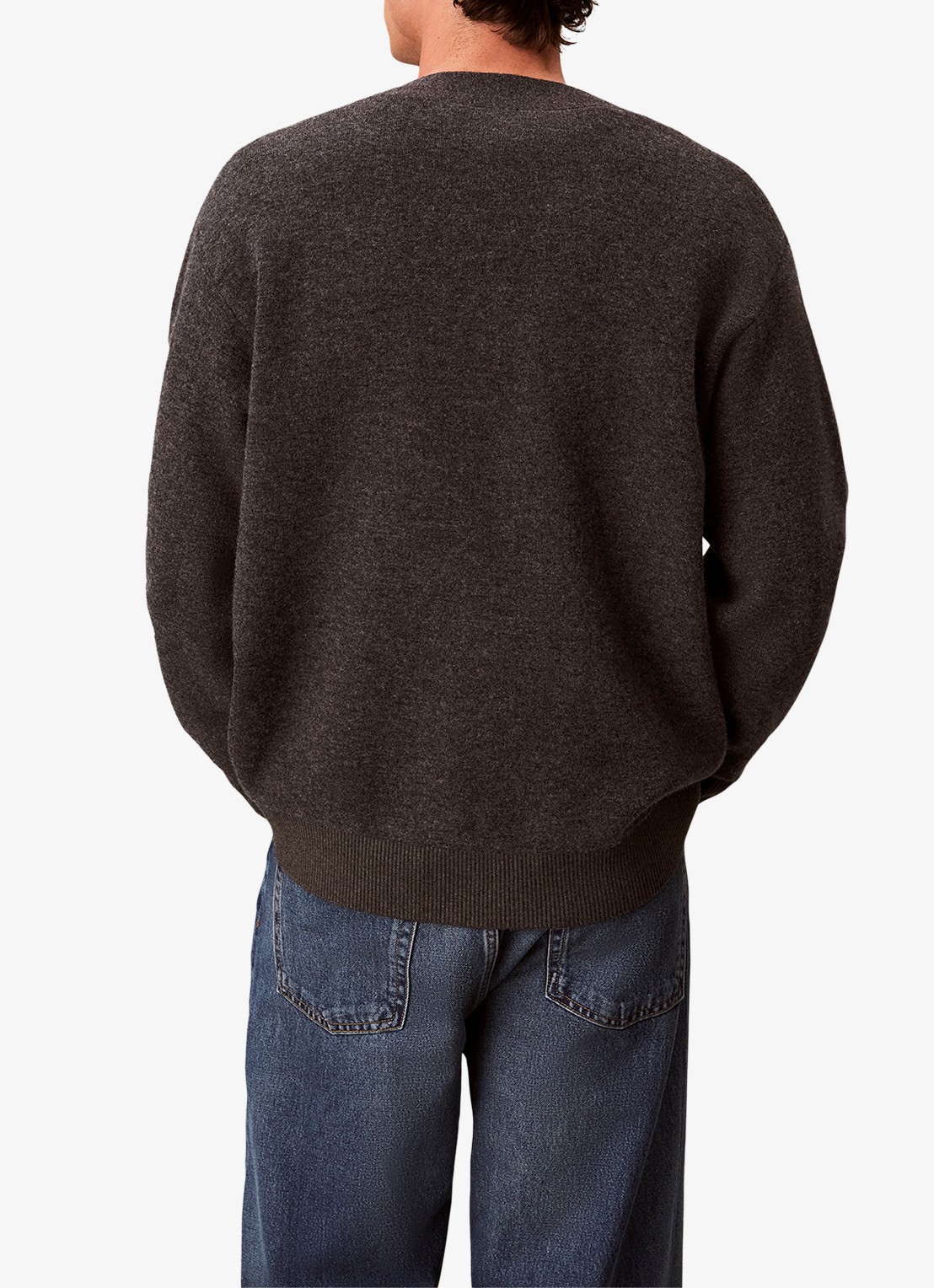 Calvin Klein Fijngebreid vest met logoborduring - achterkant donkergrijs