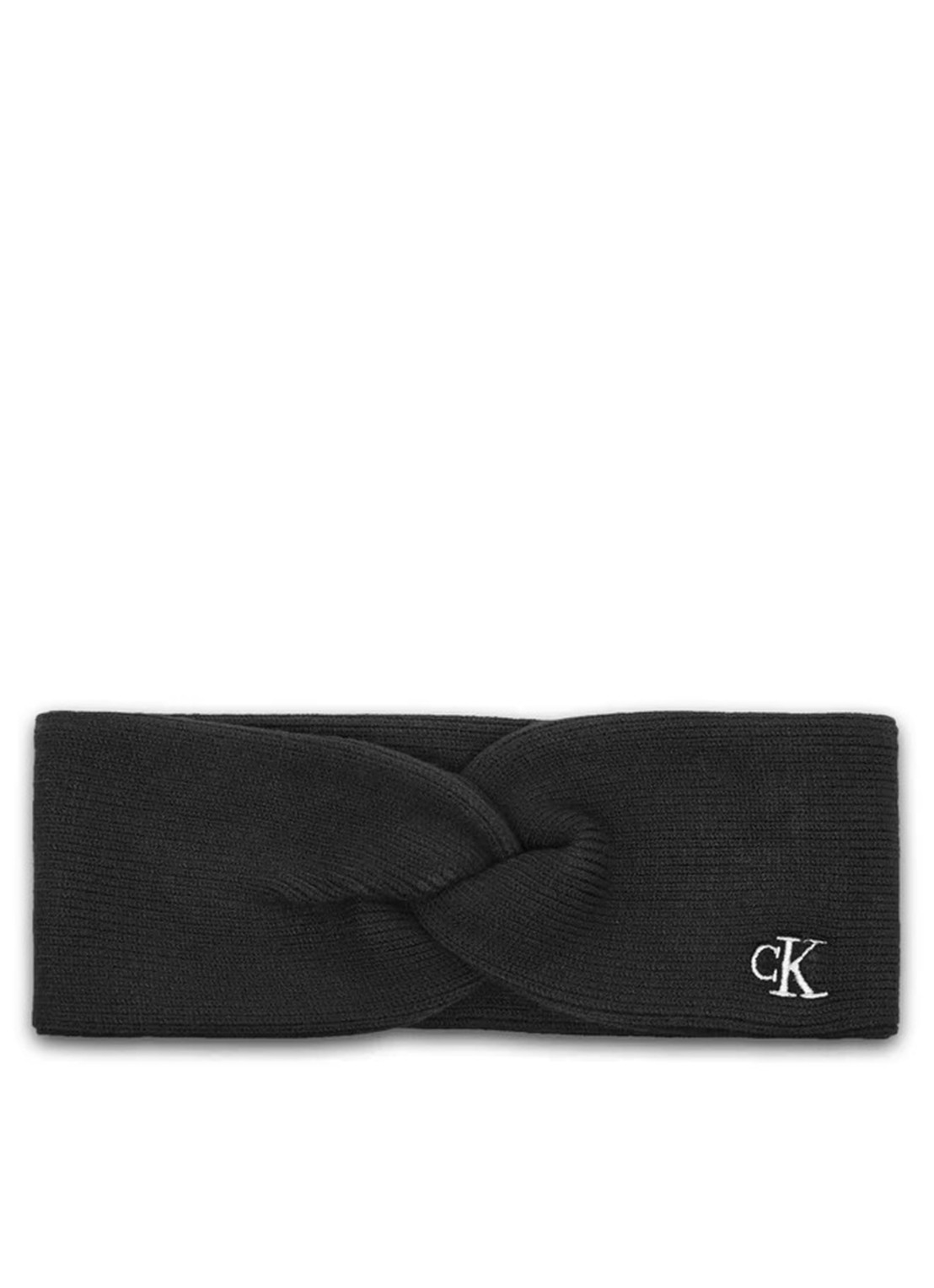 Calvin Klein Fijngebreide haarband met logo - voorkant zwart