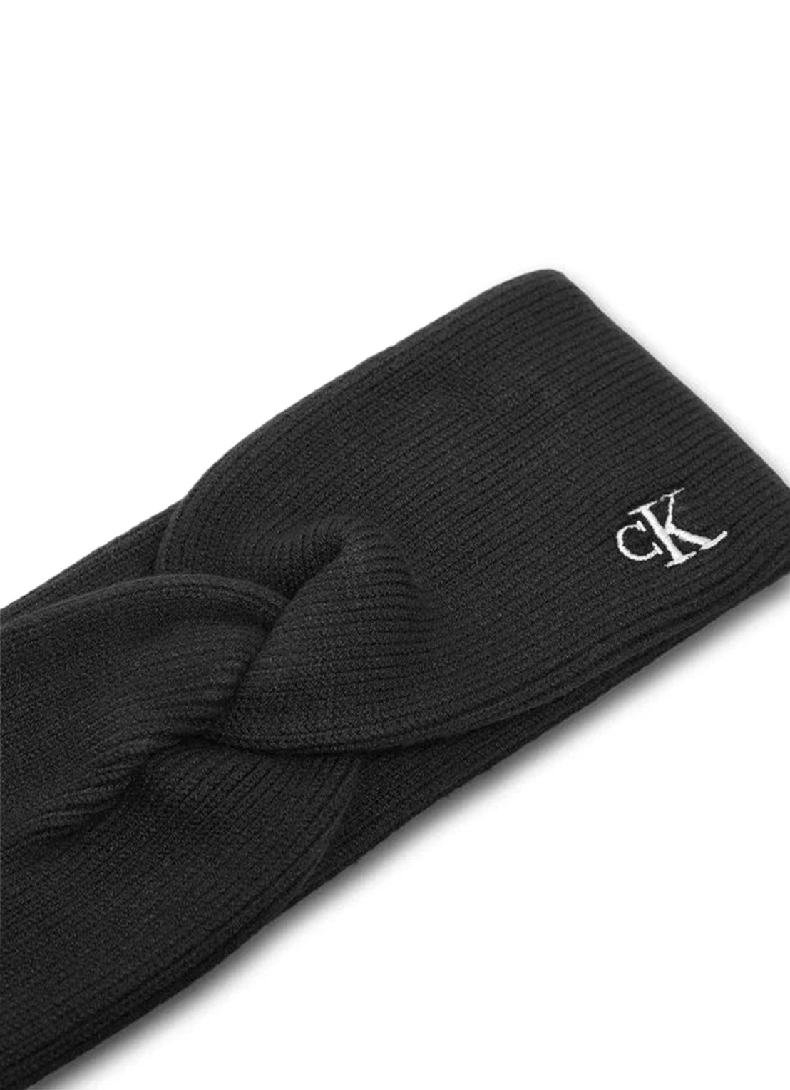 Calvin Klein Fijngebreide haarband met logo - voorkant 2 zwart
