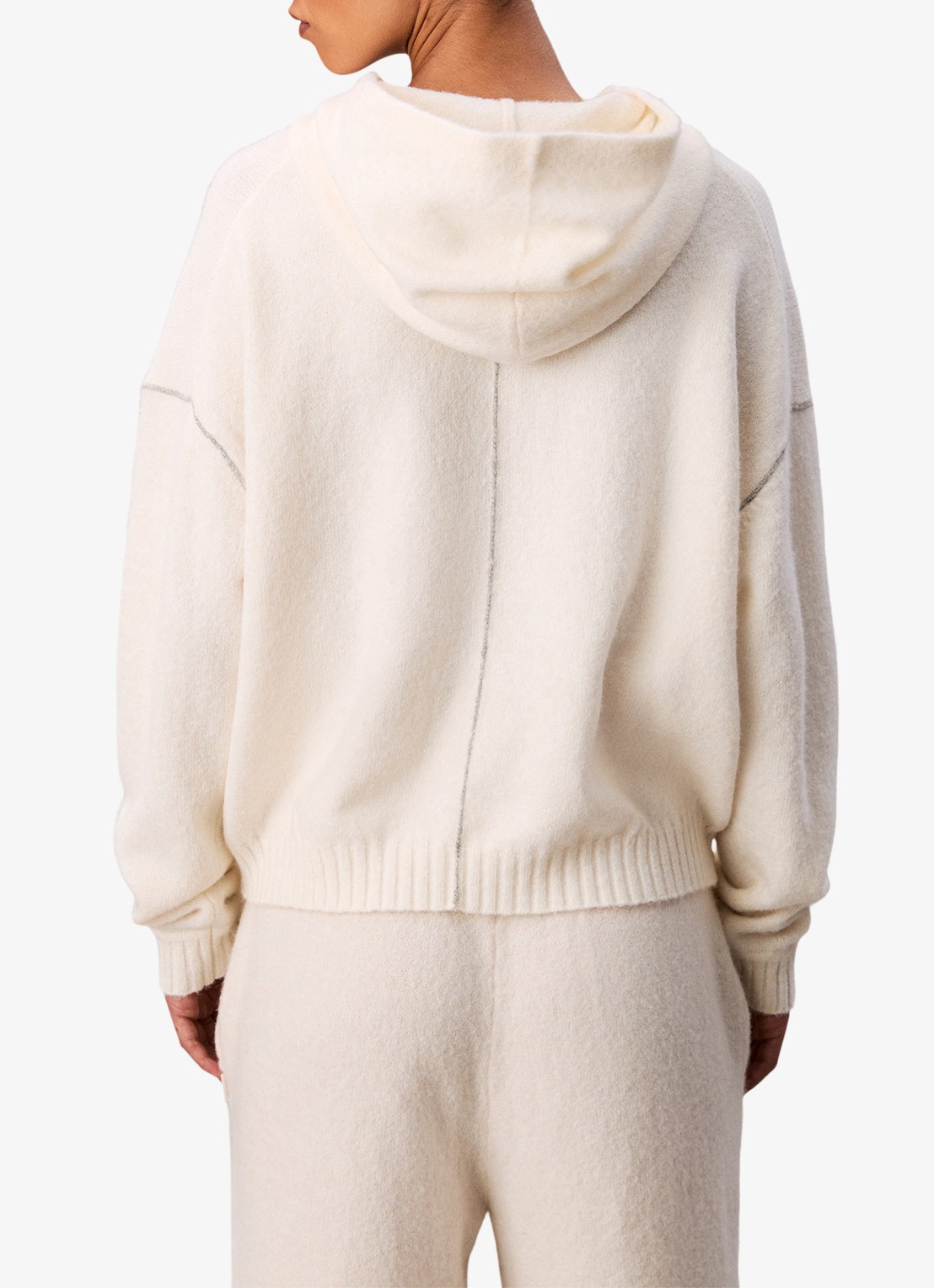 Calvin Klein Fijngebreide hoodie met lurex - achterkant 3 ivoor