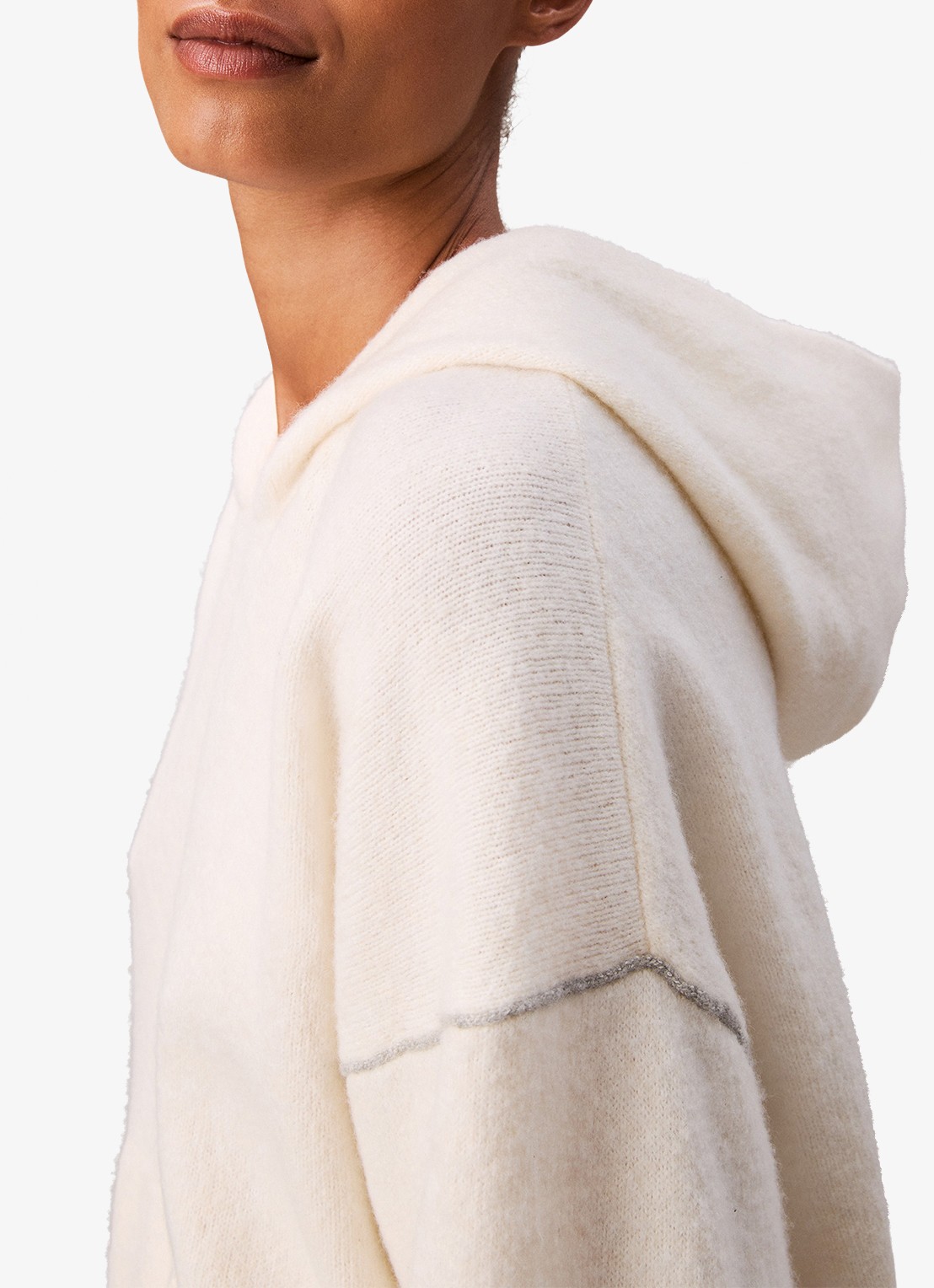 Calvin Klein Fijngebreide hoodie met lurex - detail 5 ivoor