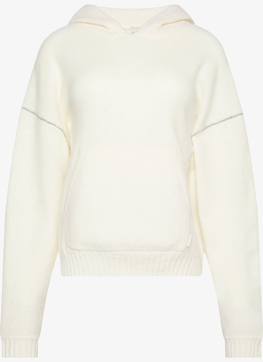 Calvin Klein Fijngebreide hoodie met lurex - voorkant ivoor