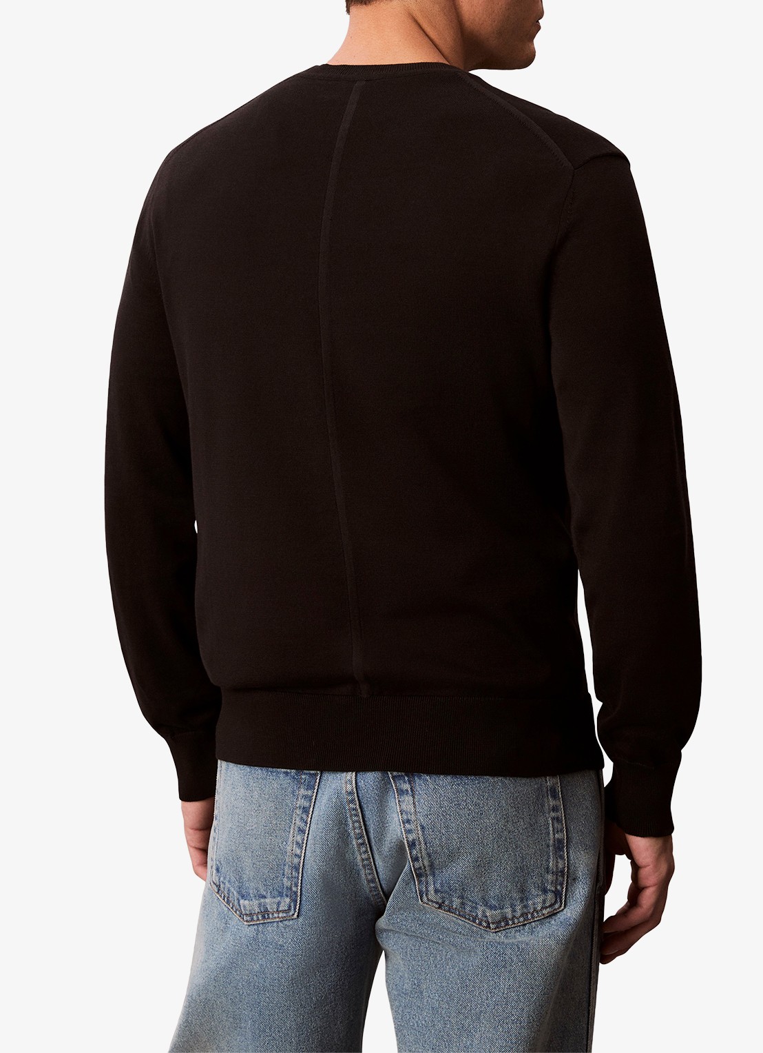 Calvin Klein Fijngebreide pullover met ronde hals - achterkant zwart