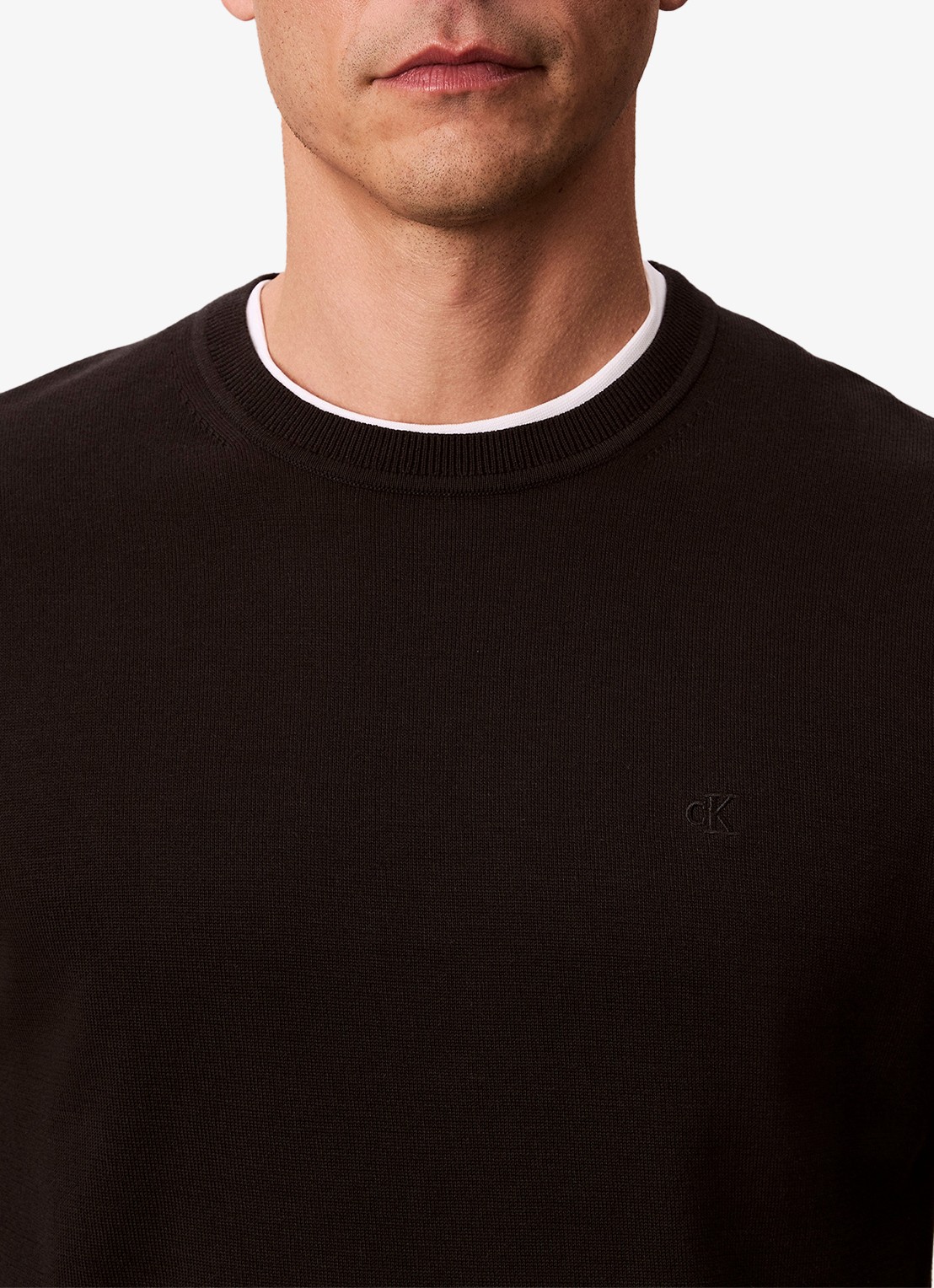 Calvin Klein Fijngebreide pullover met ronde hals - detail 5 zwart