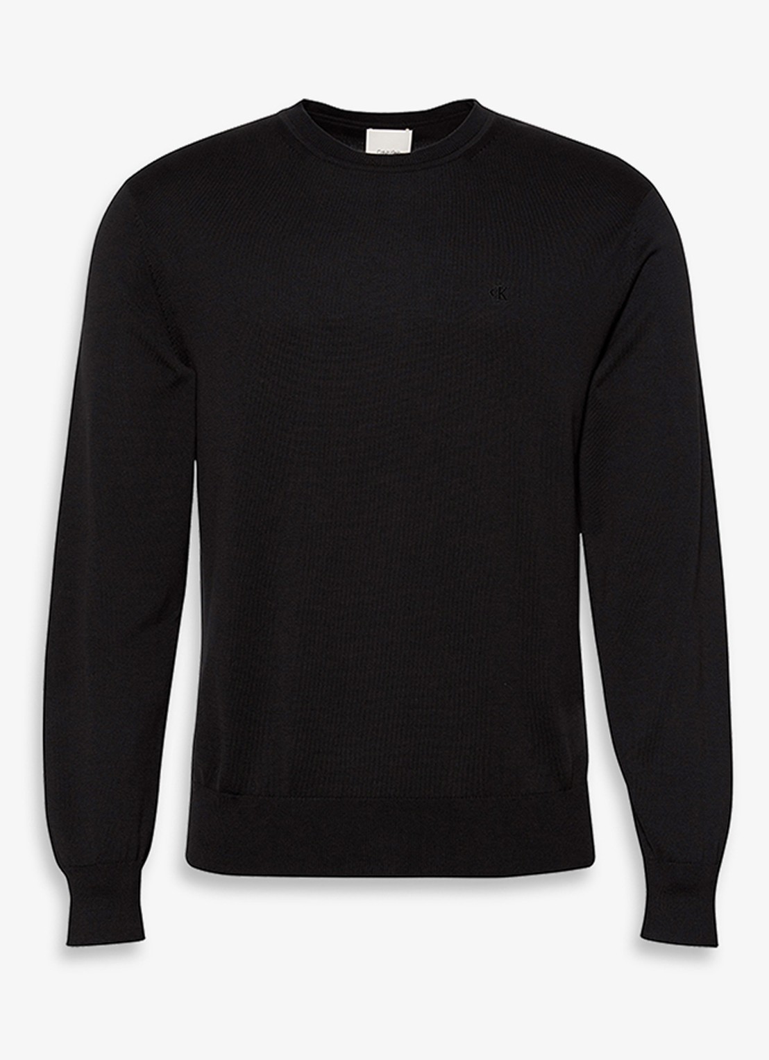 Calvin Klein Fijngebreide pullover met ronde hals - voorkant 2 zwart
