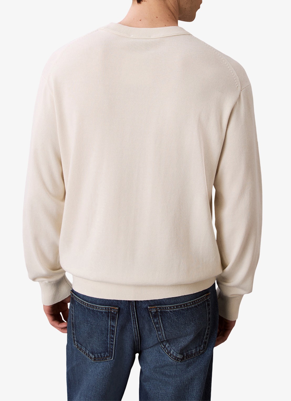Calvin Klein Fijngebreide trui met logo - achterkant 6 gebroken wit