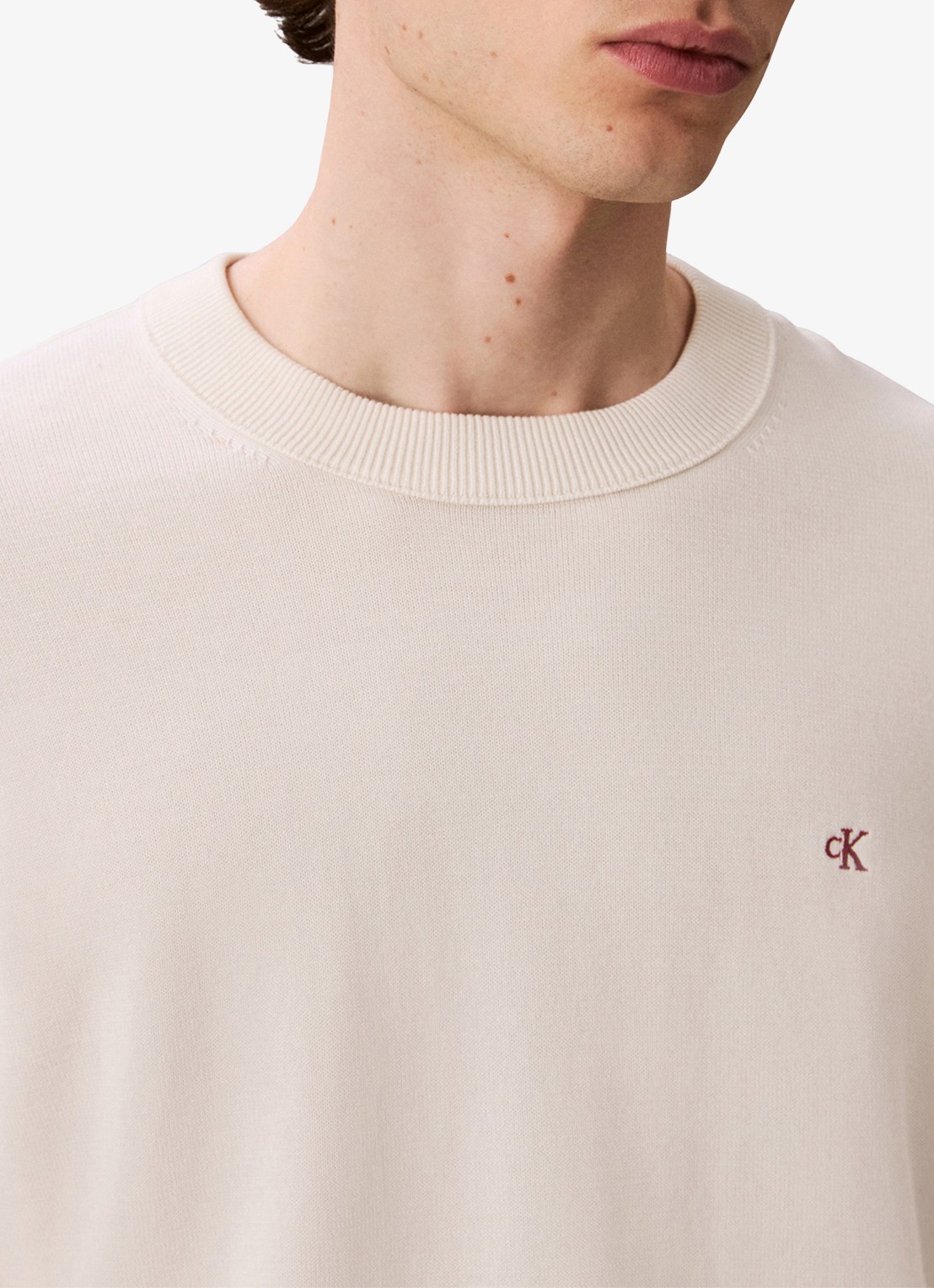 Calvin Klein Fijngebreide trui met logo - detail 2 gebroken wit