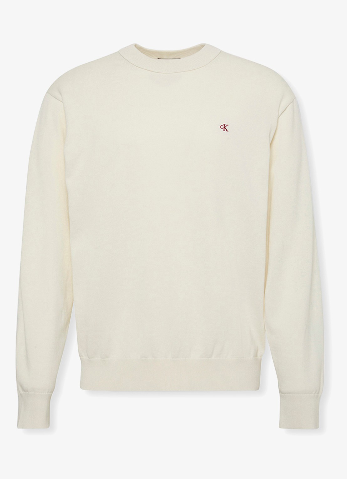 Calvin Klein Fijngebreide trui met logo - voorkant 4 gebroken wit