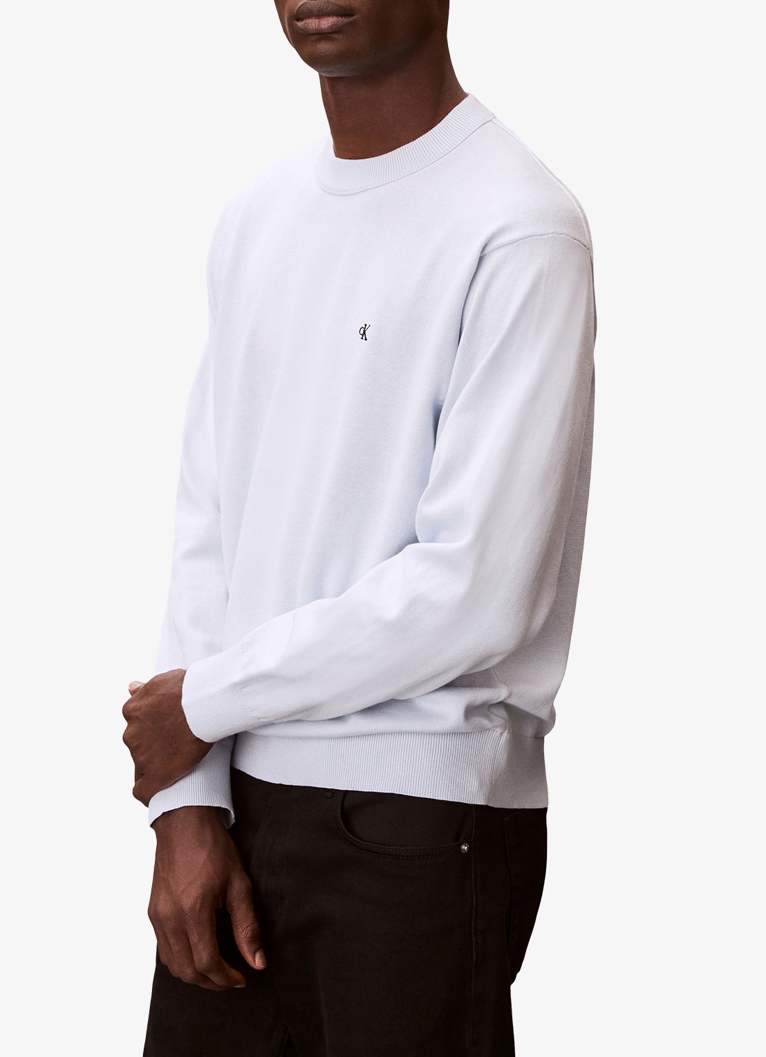 Calvin Klein Fijngebreide trui met logo - detail 2 lichtblauw
