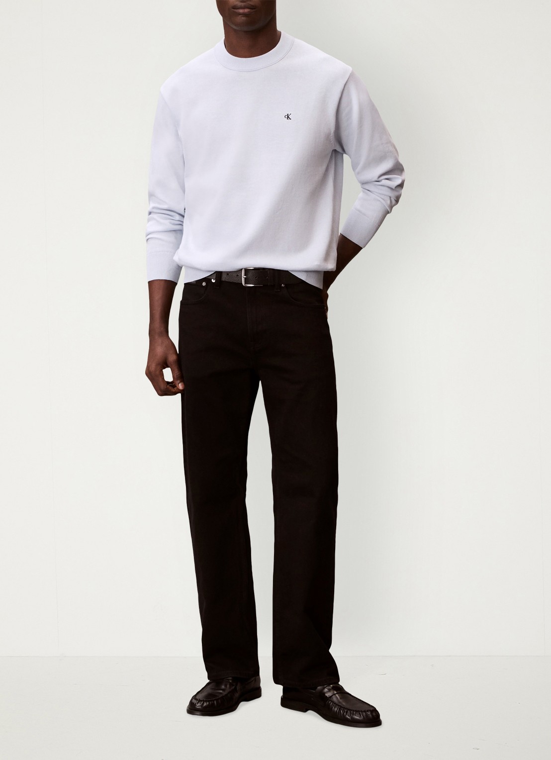Calvin Klein Fijngebreide trui met logo - voorkant 5 lichtblauw