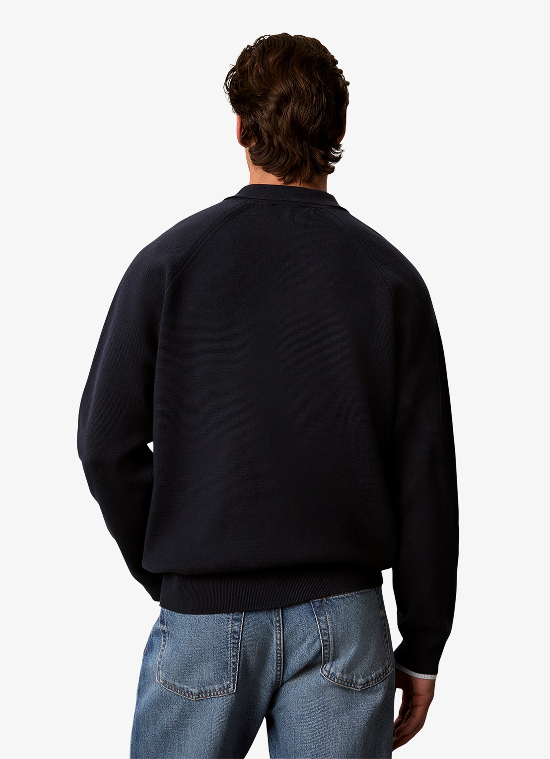 Calvin Klein Fijngebreide trui met logo - achterkant 7 donkerblauw