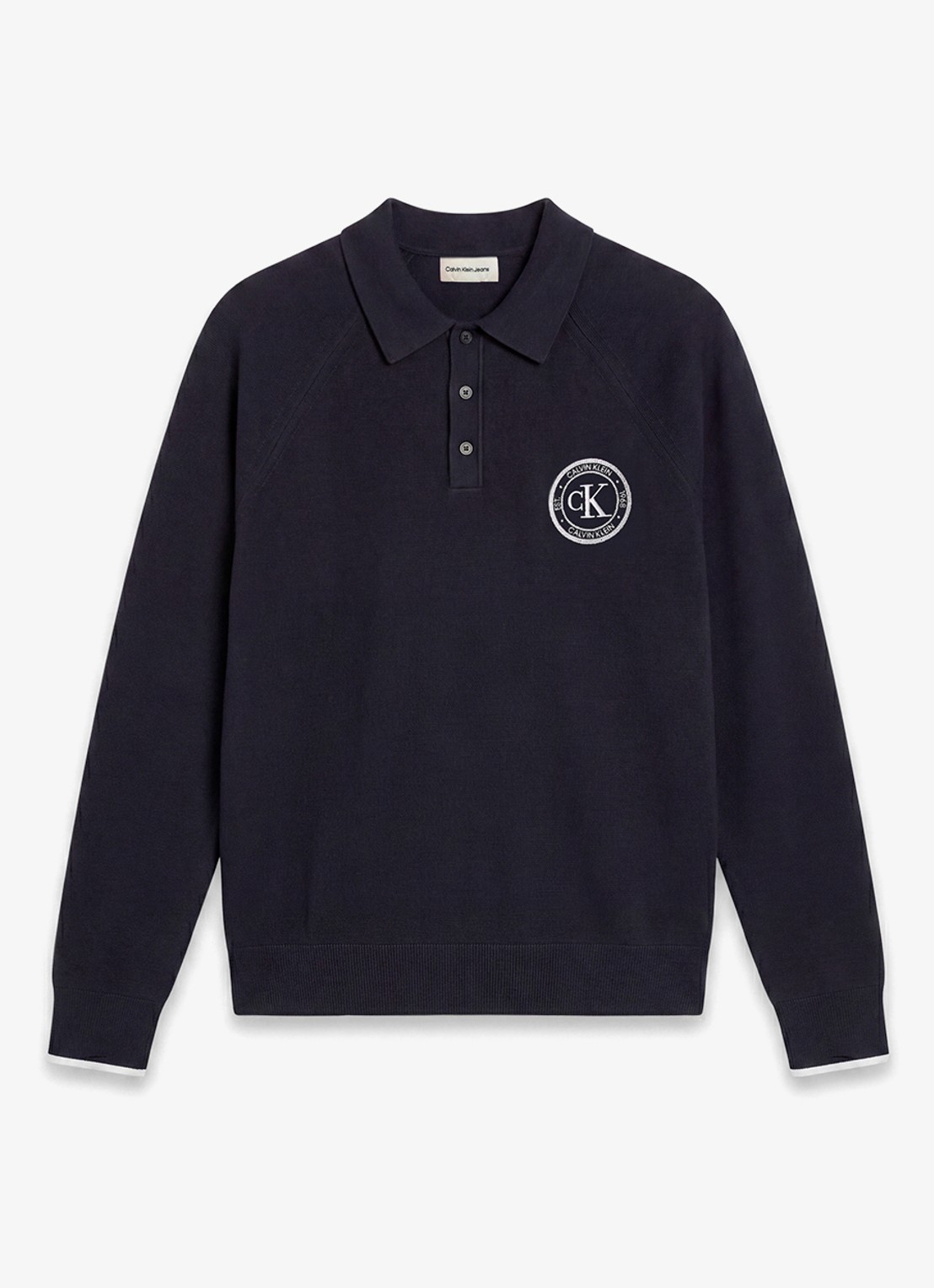 Calvin Klein Fijngebreide trui met logo - voorkant 5 donkerblauw