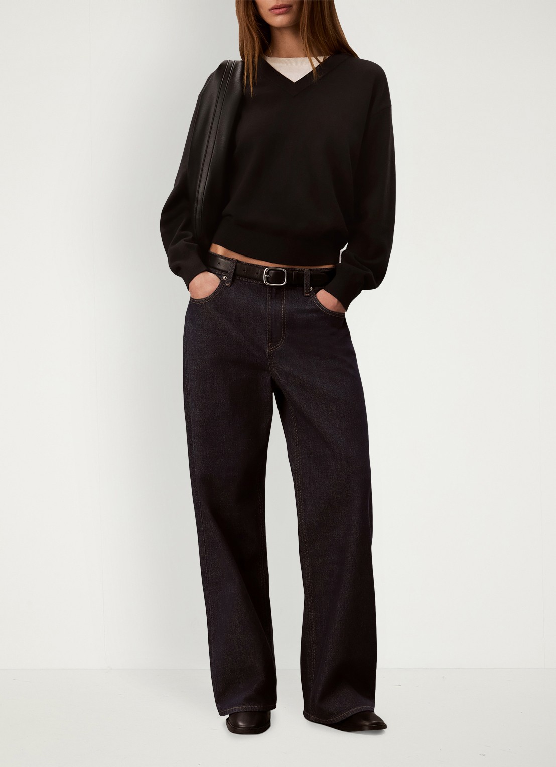 Calvin Klein Fijngebreide trui met logoborduring - voorkant 7 zwart