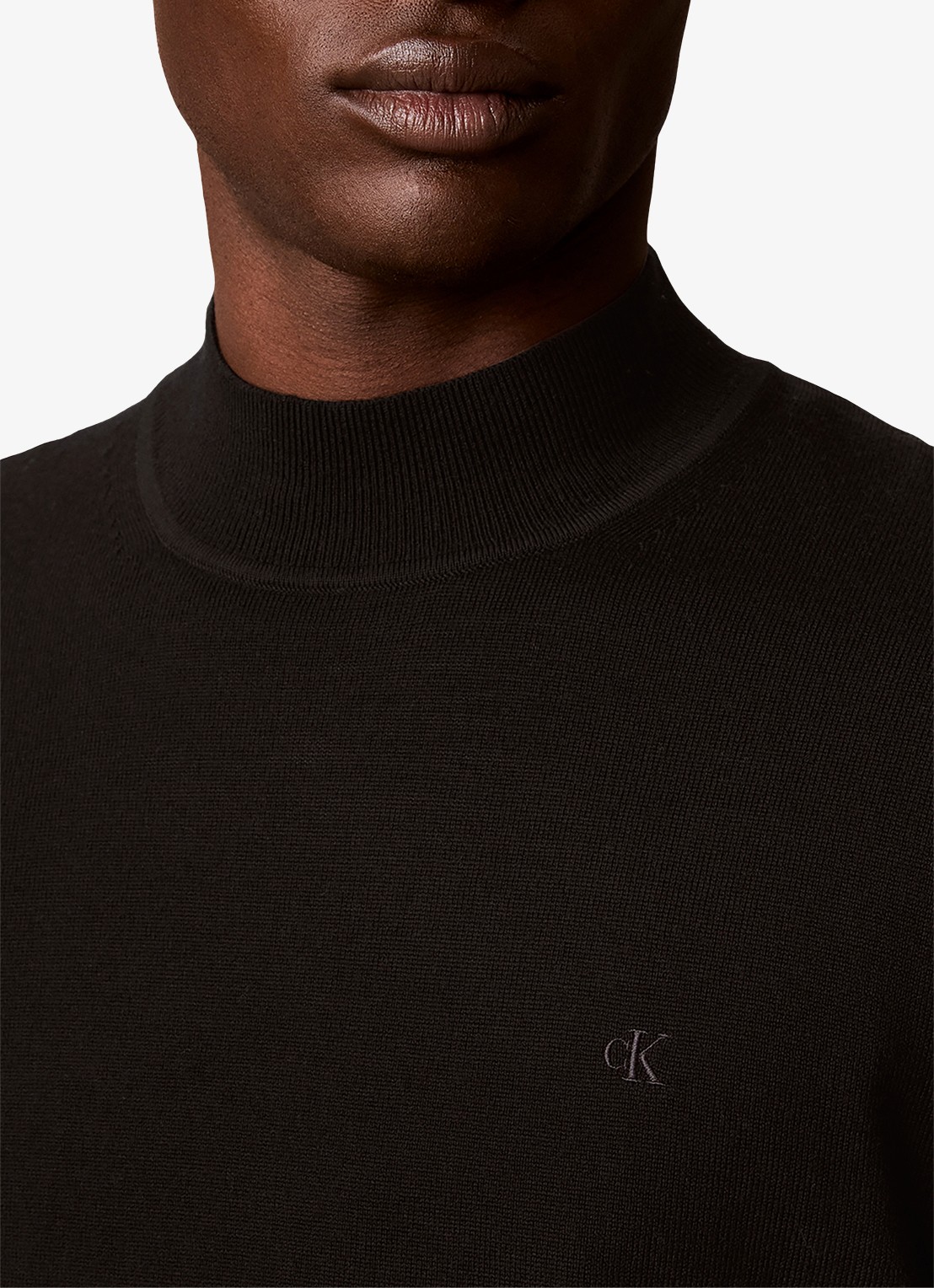 Calvin Klein Fijngebreide trui met logoborduring - detail 2 zwart