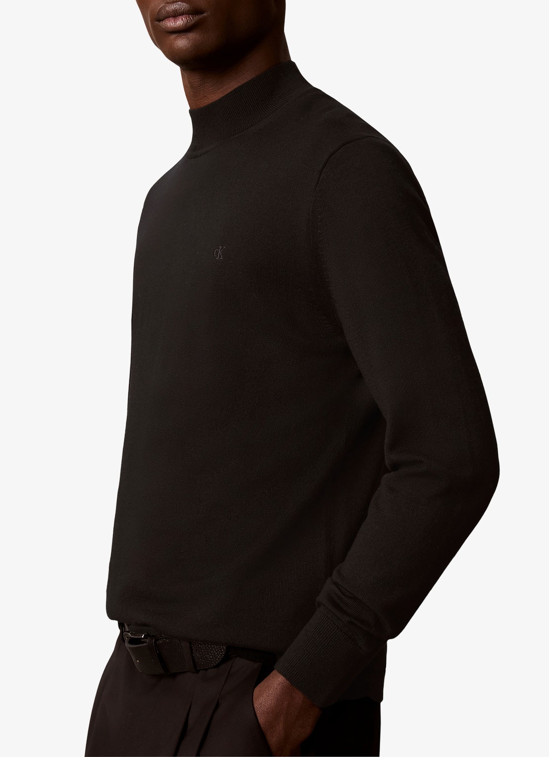 Calvin Klein Fijngebreide trui met logoborduring - detail 3 zwart