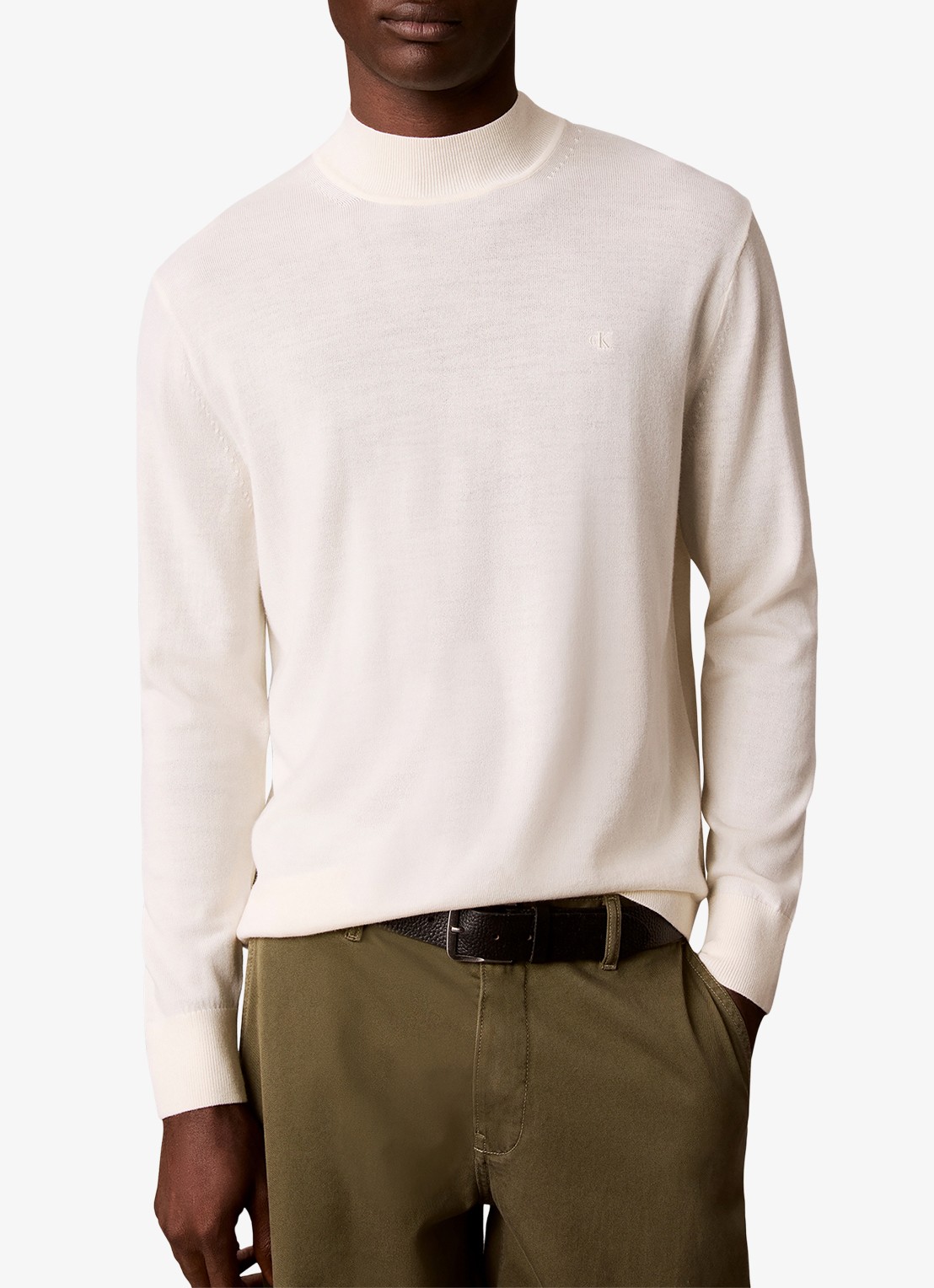 Calvin Klein Fijngebreide trui met logoborduring - detail 4 wit