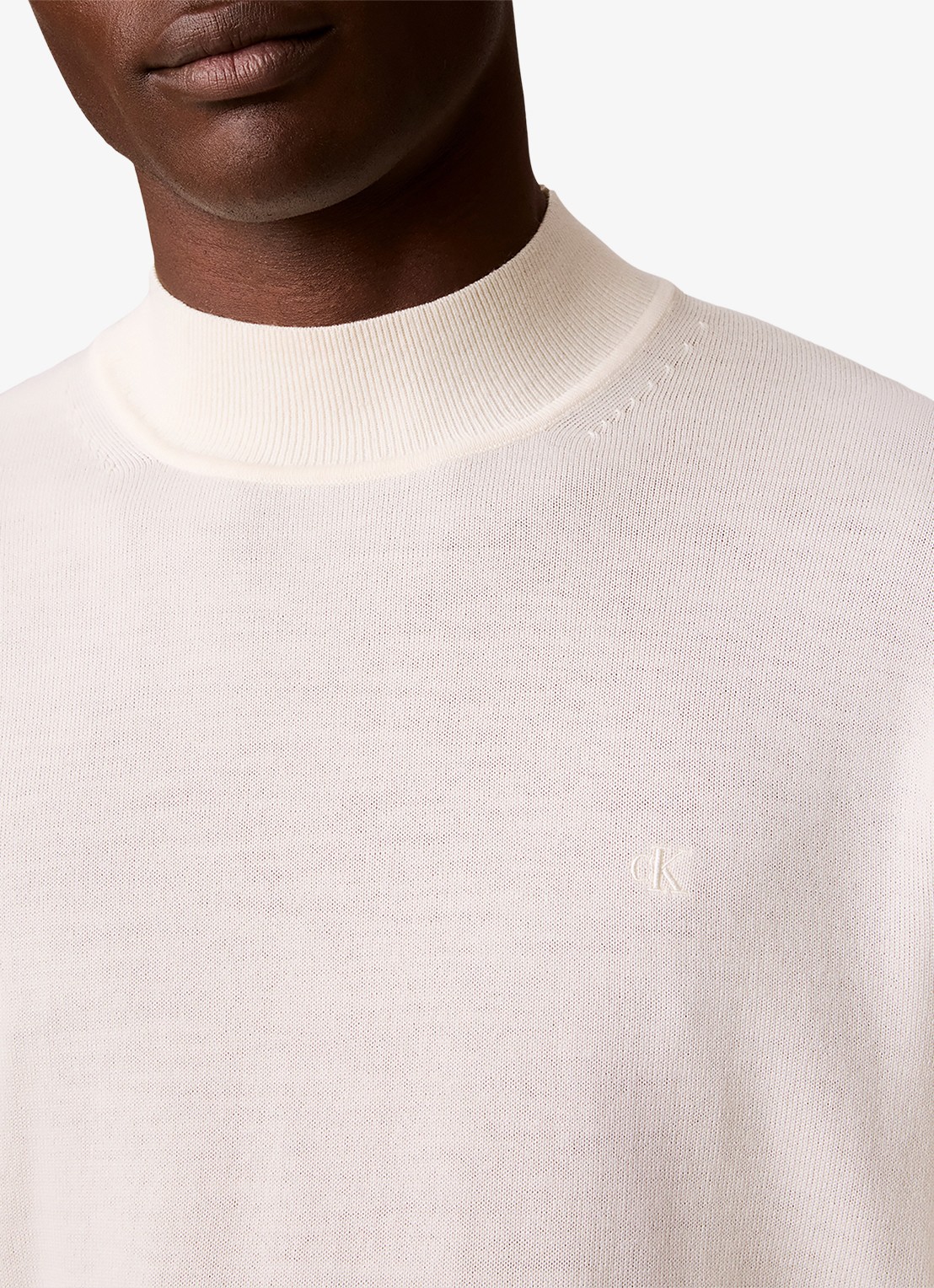 Calvin Klein Fijngebreide trui met logoborduring - detail 5 wit