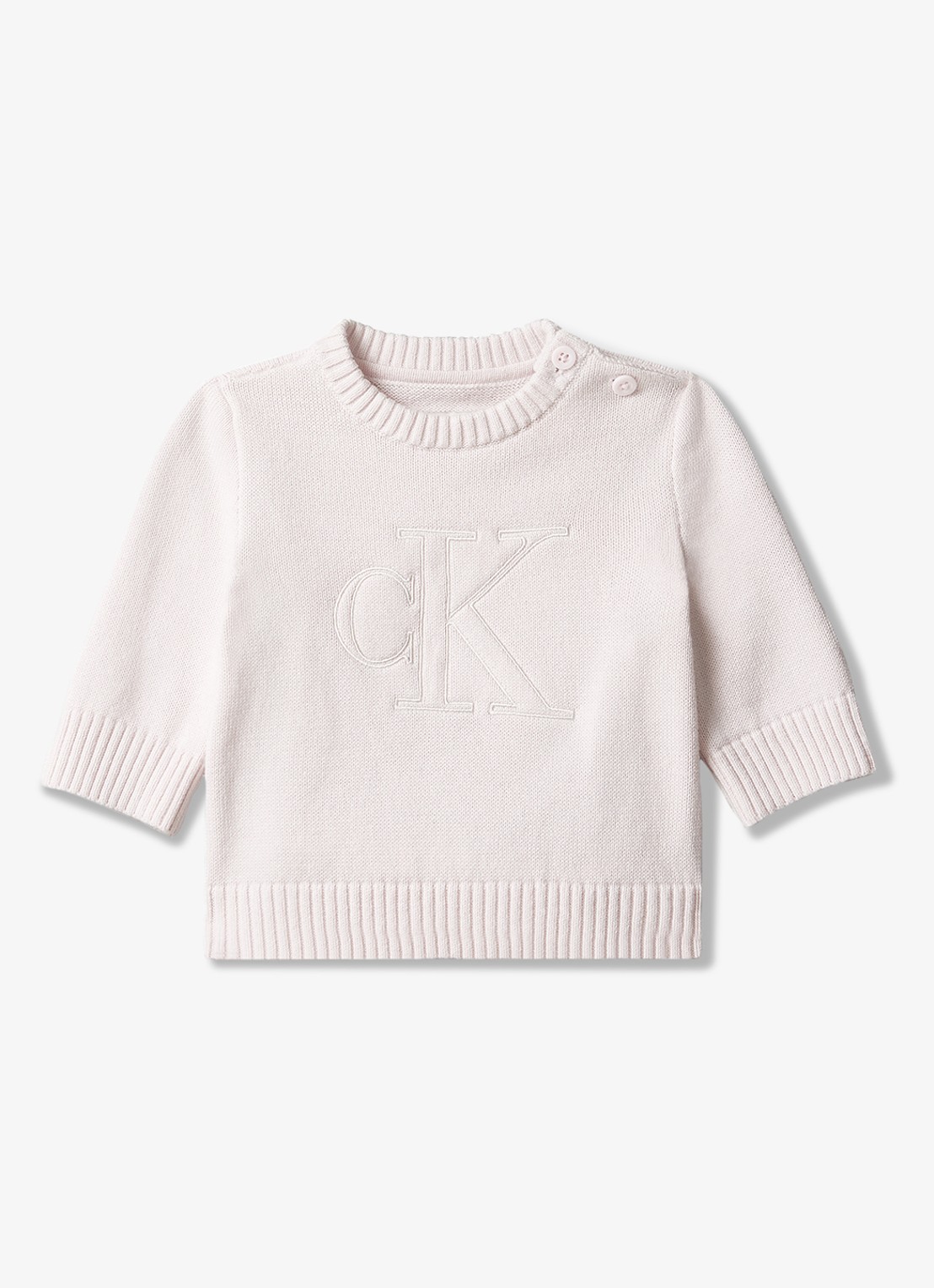 Calvin Klein Fijngebreide trui met logoborduring - voorkant 2 lichtroze