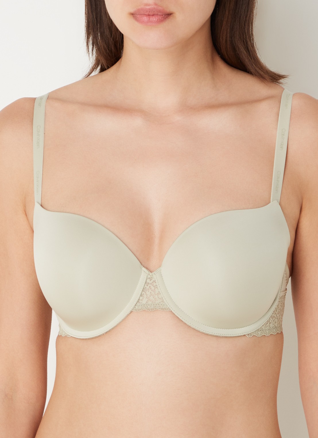 Calvin Klein Flirty voorgevormde balconette bh met kant - detail lindegroen