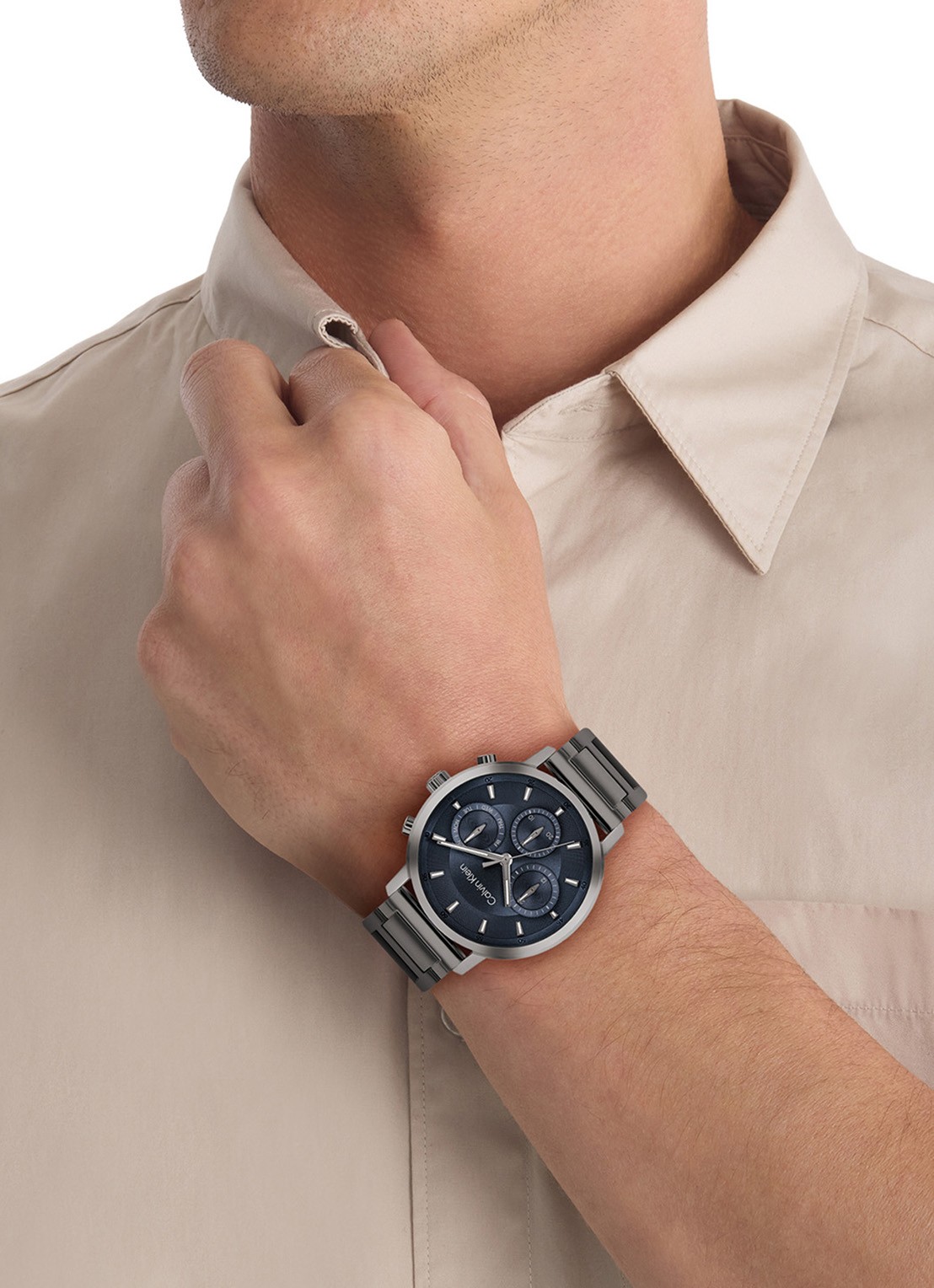 Calvin Klein Gauge horloge CK25200495 - voorkant 2 antraciet